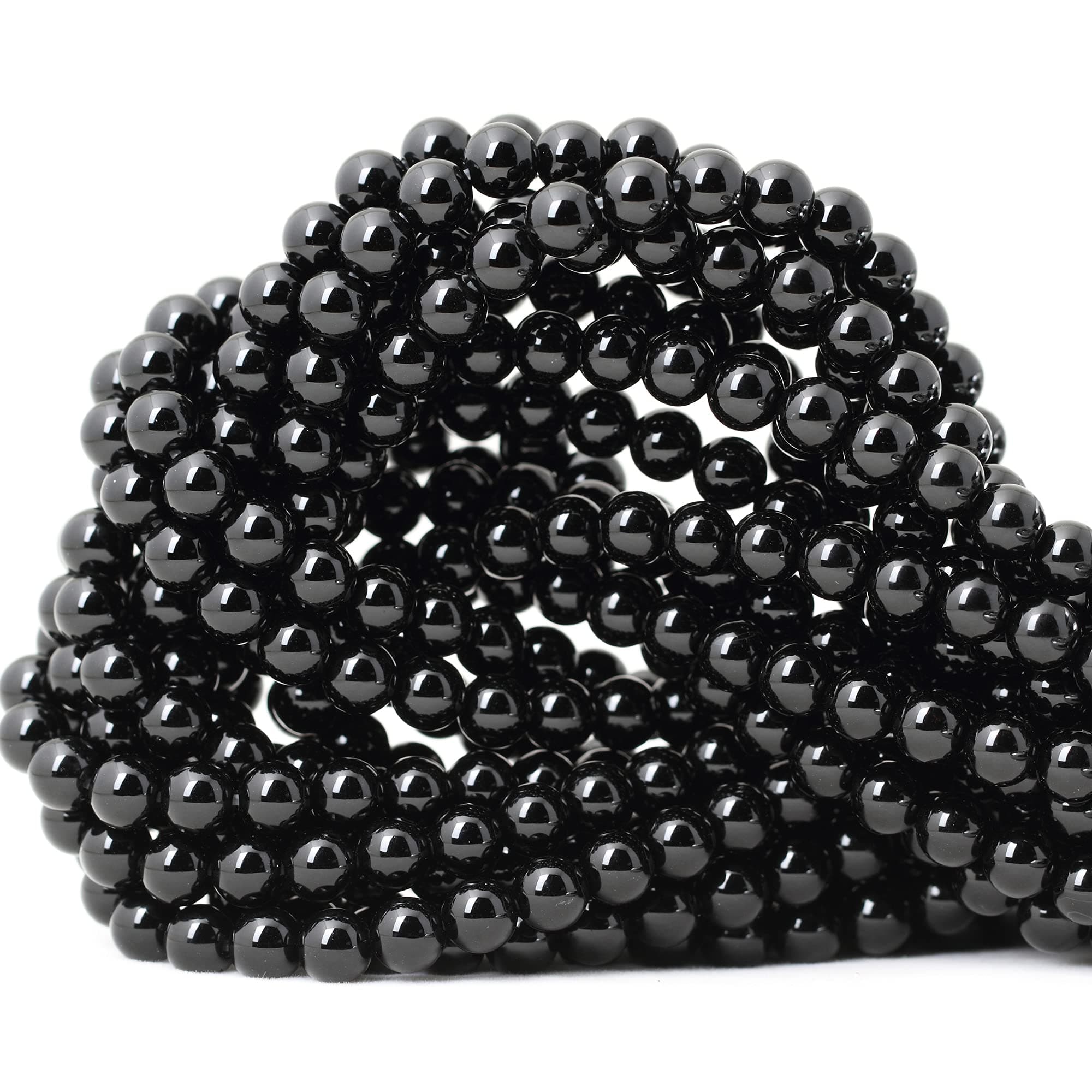 60PCS 6mm Black Smooth Polish Onyx Agate Gemstone Round Loose Beads for Jewelry Making 1 Strand 15"