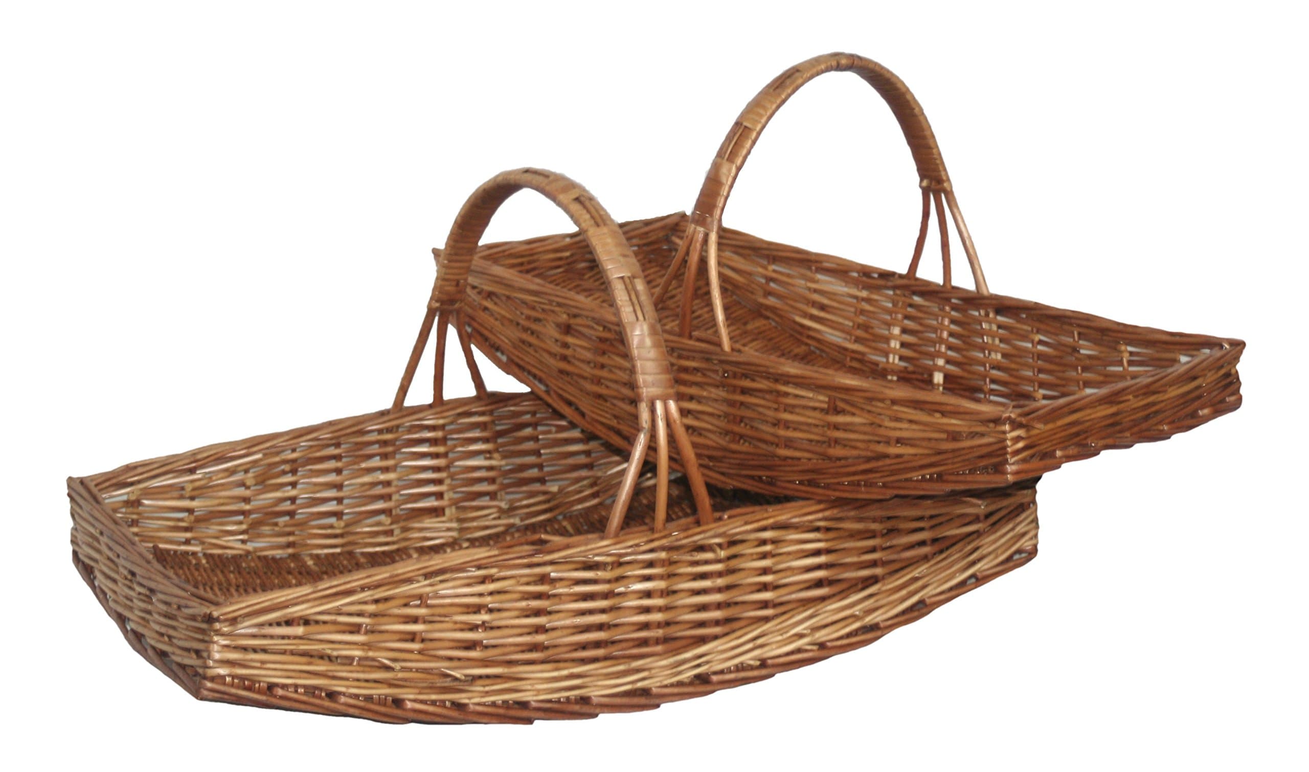 Willow Direct G001 Set Oblong Wicker Willow Garden Trugs Baskets Brown