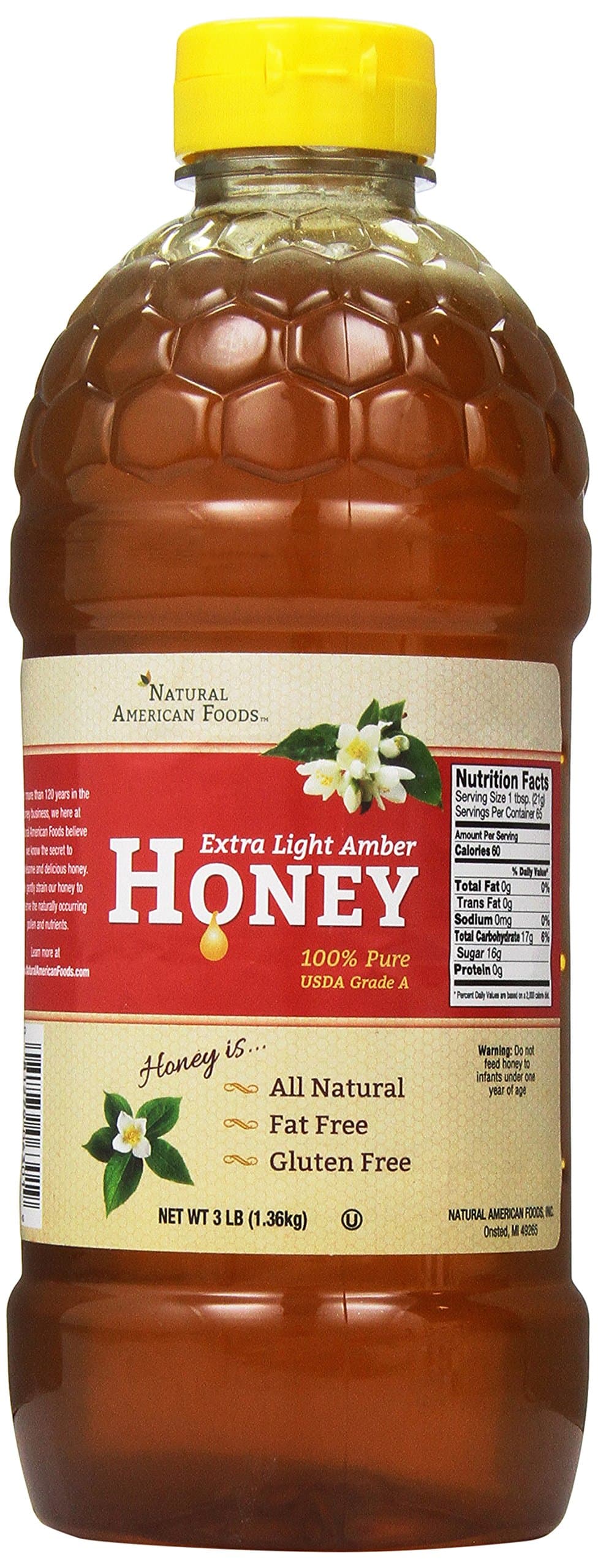 Natural American Foods Extra Light Amber Honey, 3 Pound