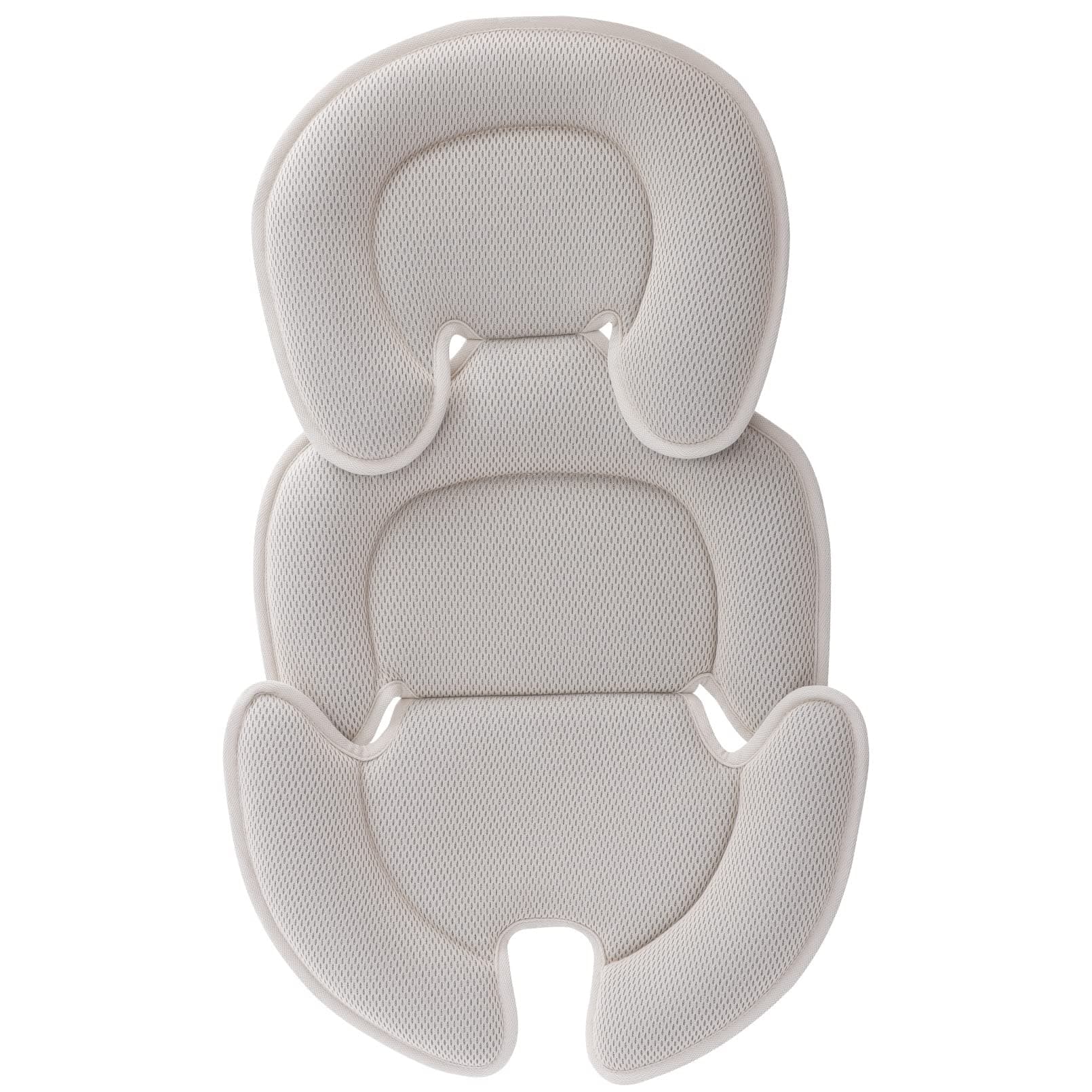 Head and Body Support Pillow Infant Car Seat Insert for Newborn to Toddler Stroller Cushion (Beige)