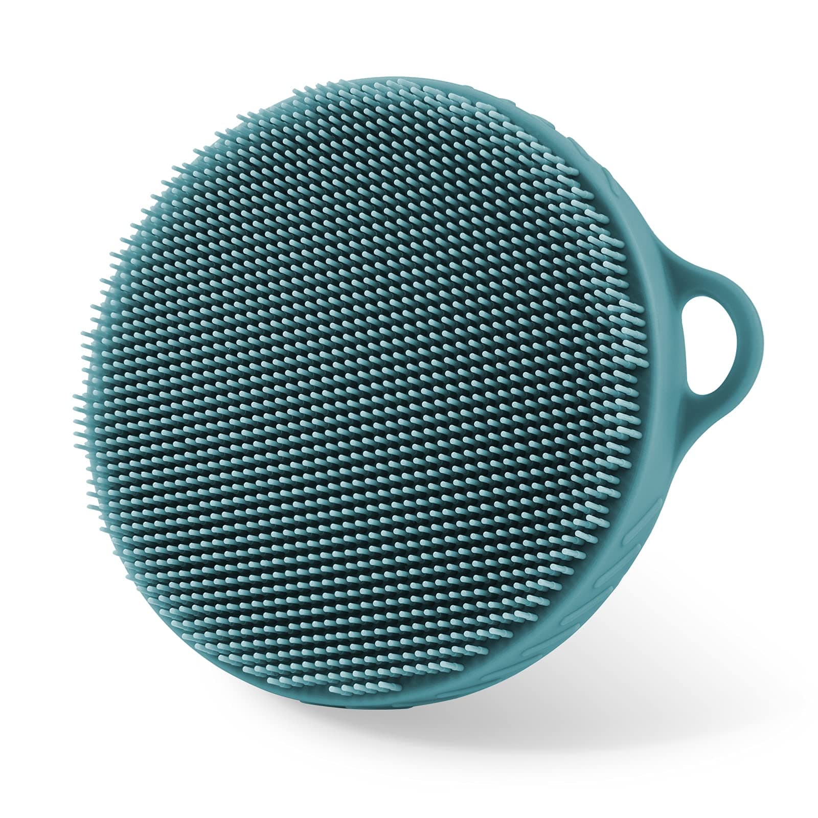 Body Brush for Wet or Dry Brushing - Soft Silicone Shower Brush Body Wash Bath Exfoliating Skin Massage Scrubber, Dry Skin Brushing Palm-sized Loofah, Fit for Sensitive and All Kinds of Skin (Green)