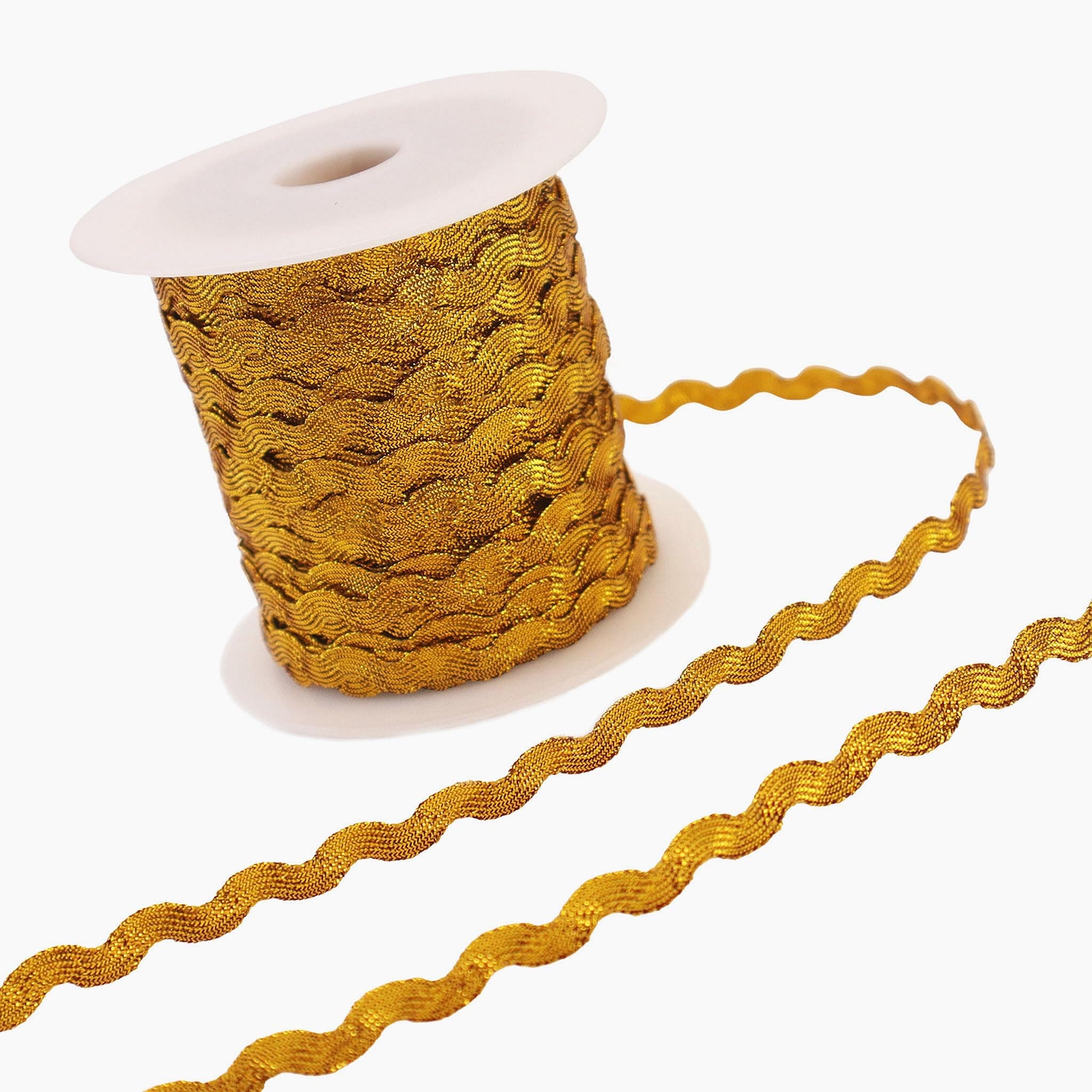 GXTIZAS Rick Rack Wave Bending Fringe Trim 40 Yards Gold Lace Ribbon RIC Rac Trim for Sewing Clothes Gift Wrapping Home Party Decoration