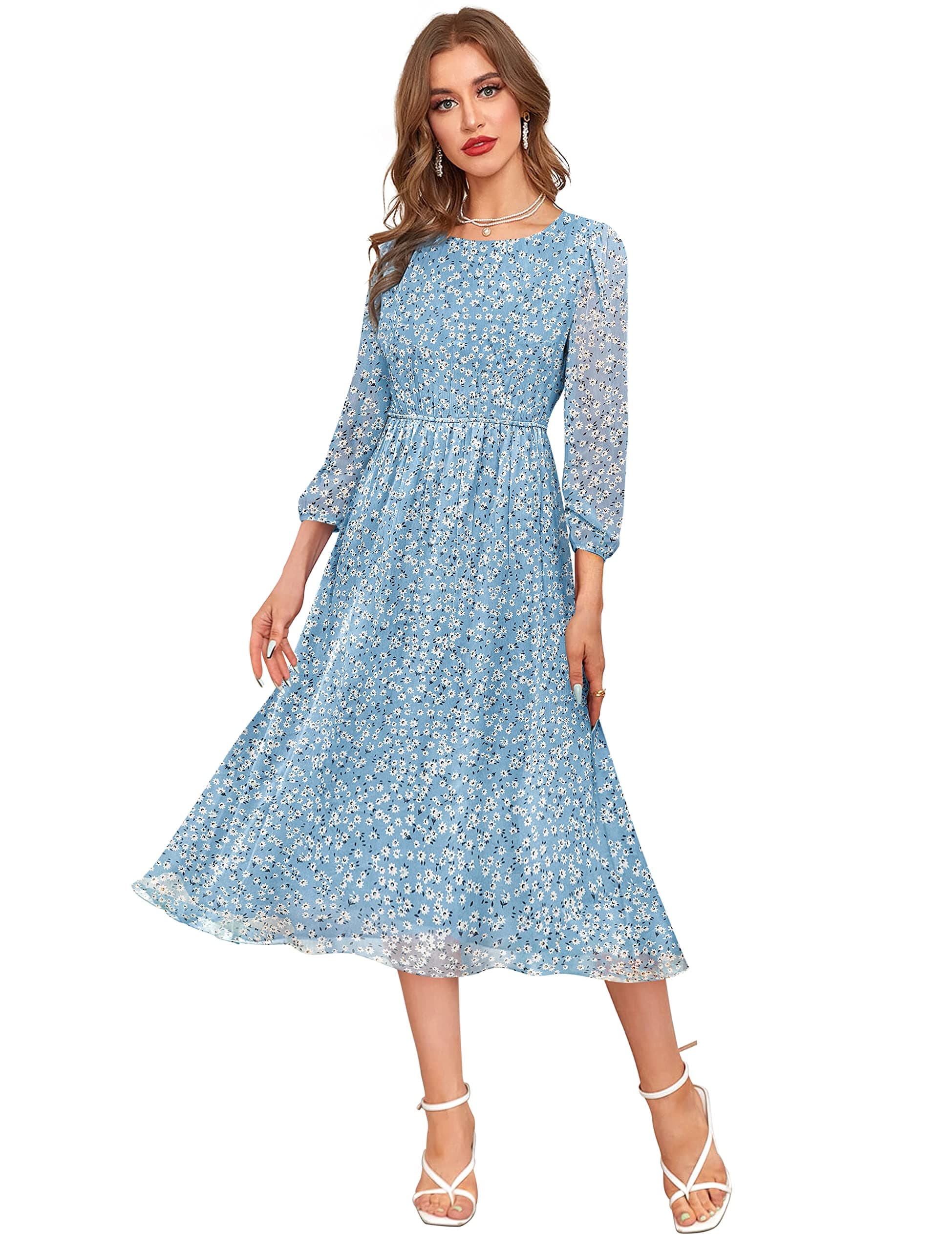 KERI PERRY Women's Georgette Floral Fit & Flared Western Dress | Dress for Women | A line | Anarkali Dress | Gown Dress | Western Dress | Exclusive Women Dress | Bollywood Dress | Dress | Fashion