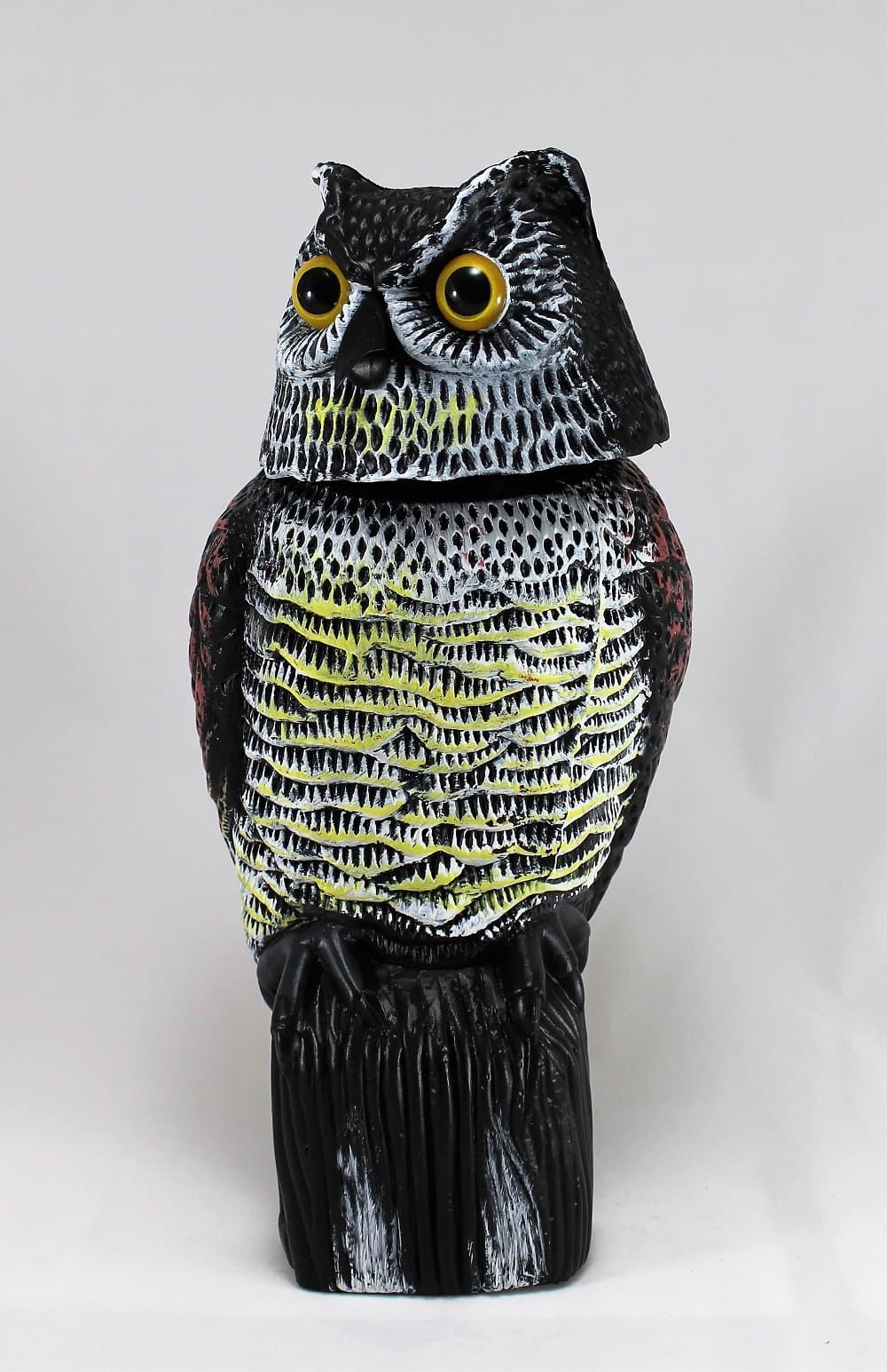 HH Home Hut Large Realistic Owl Decoy With Rotating Head Bird Pigeon Crow Scarer Scarecrow