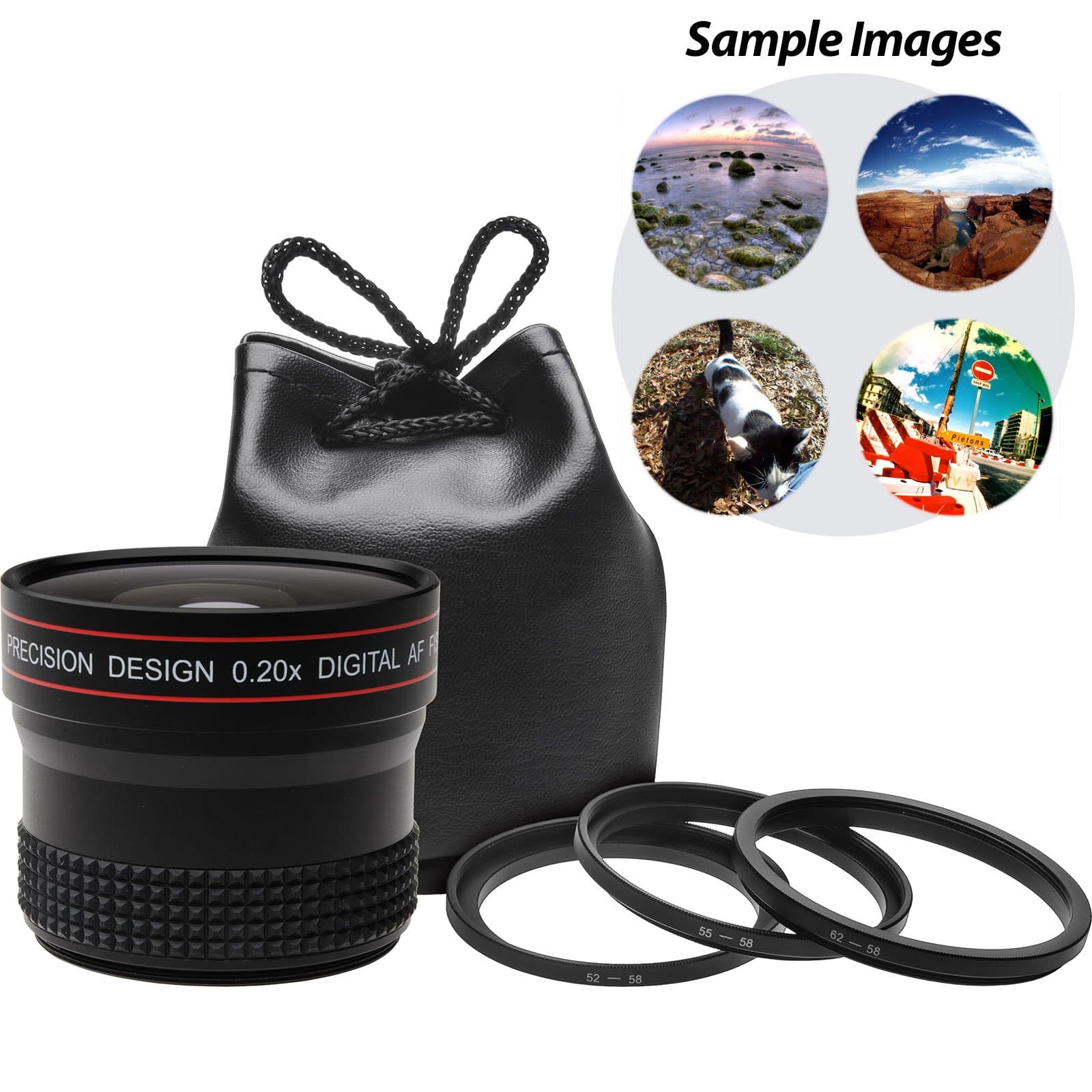 Precision Design 0.20x HD High Definition Fisheye Lens for Nikon D3100, D3200, D5100, D5200, D7000, D600, D700, D800, D4 Digital SLR Cameras