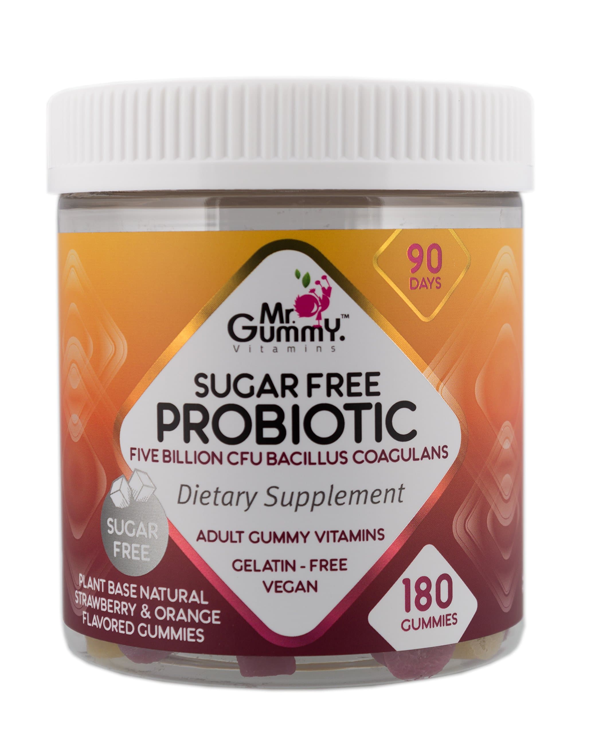Mr Gummy Vitamins Probiotic Sugar Free Supplement | 5 Billion CFU of Bacilus Coagulans | Support The Health of Your Digestive System | [180 Gummies, 90-Day Supply] | for Men and Women