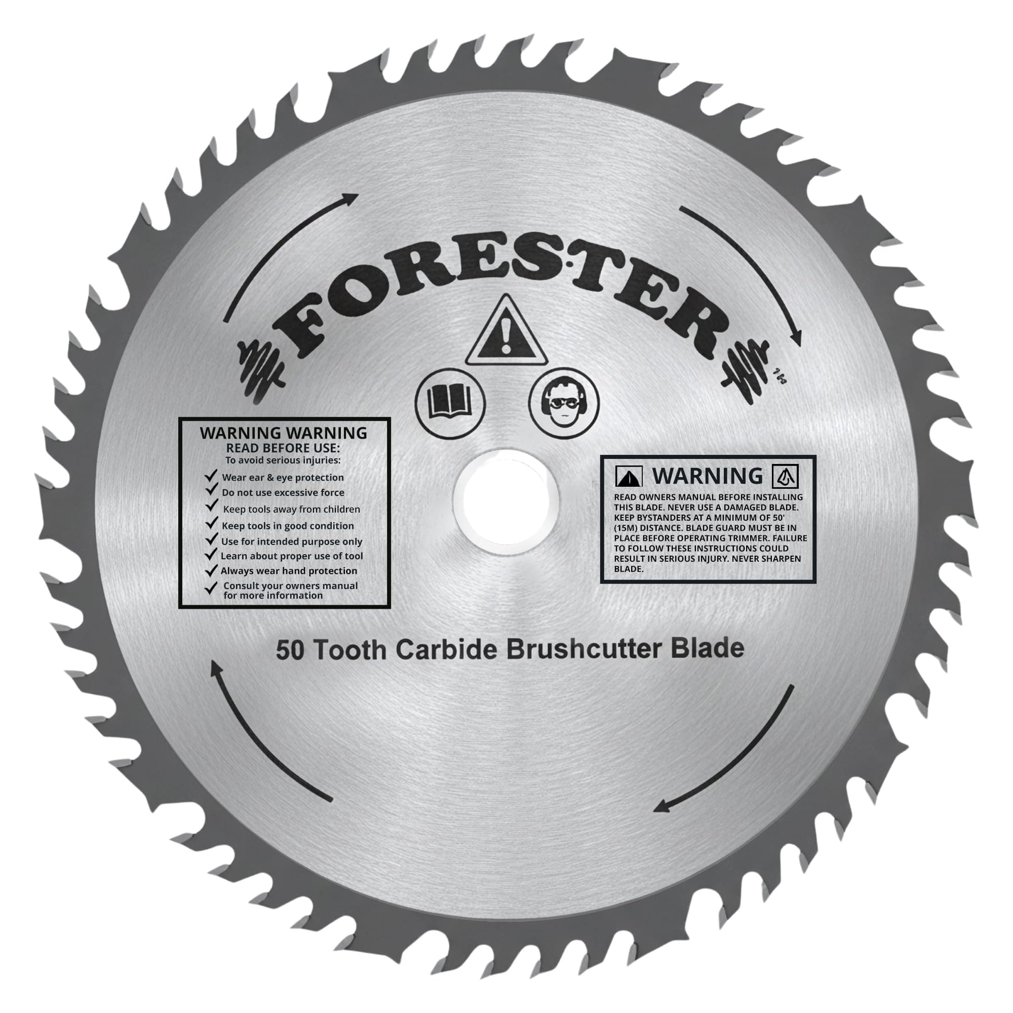 FORESTER Carbide Tip Brush Cutter Blade - 9in x 50 Teeth | Fits Most Straight Shaft Trimmers | Conversion Kit Sold Separately