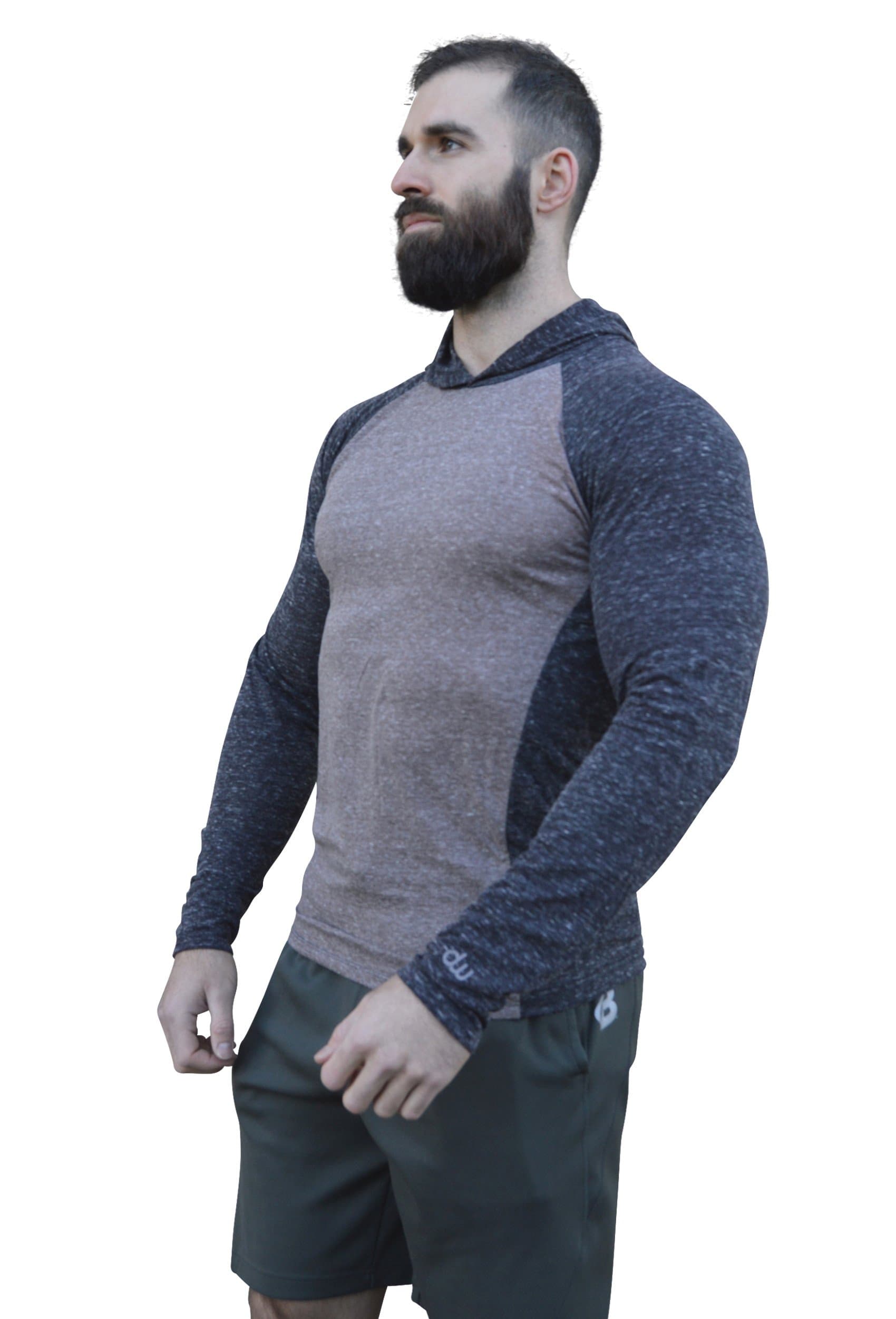 Tapered Lightweight Muscle Hoodie, Soft Triblend Raglan - Look More Cut
