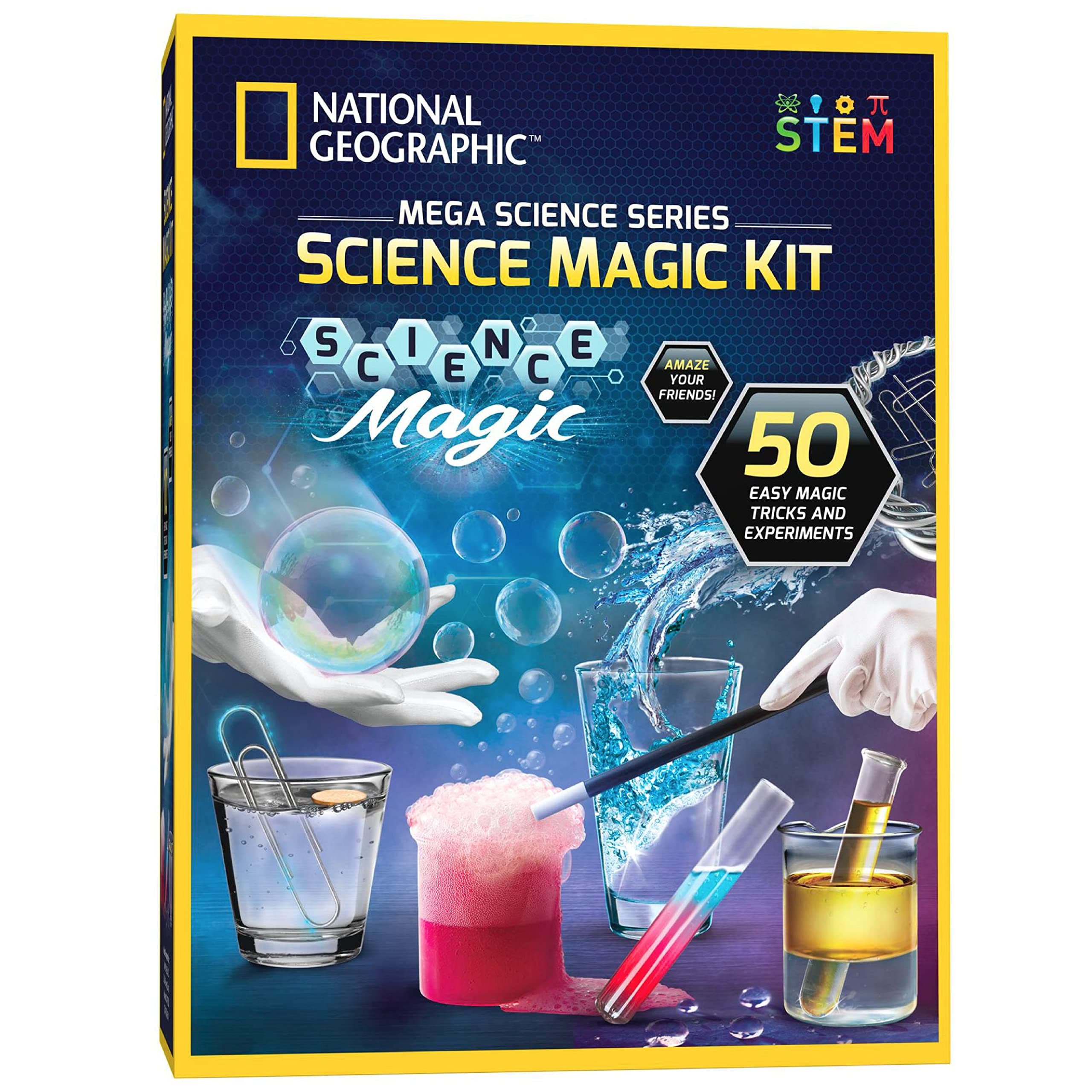 National Geographic Science Magic Kit - Science Kit for Kids with 50 Unique Experiments and Magic Tricks, Chemistry Set and STEM Project, A Great Gift for Boys and Girls