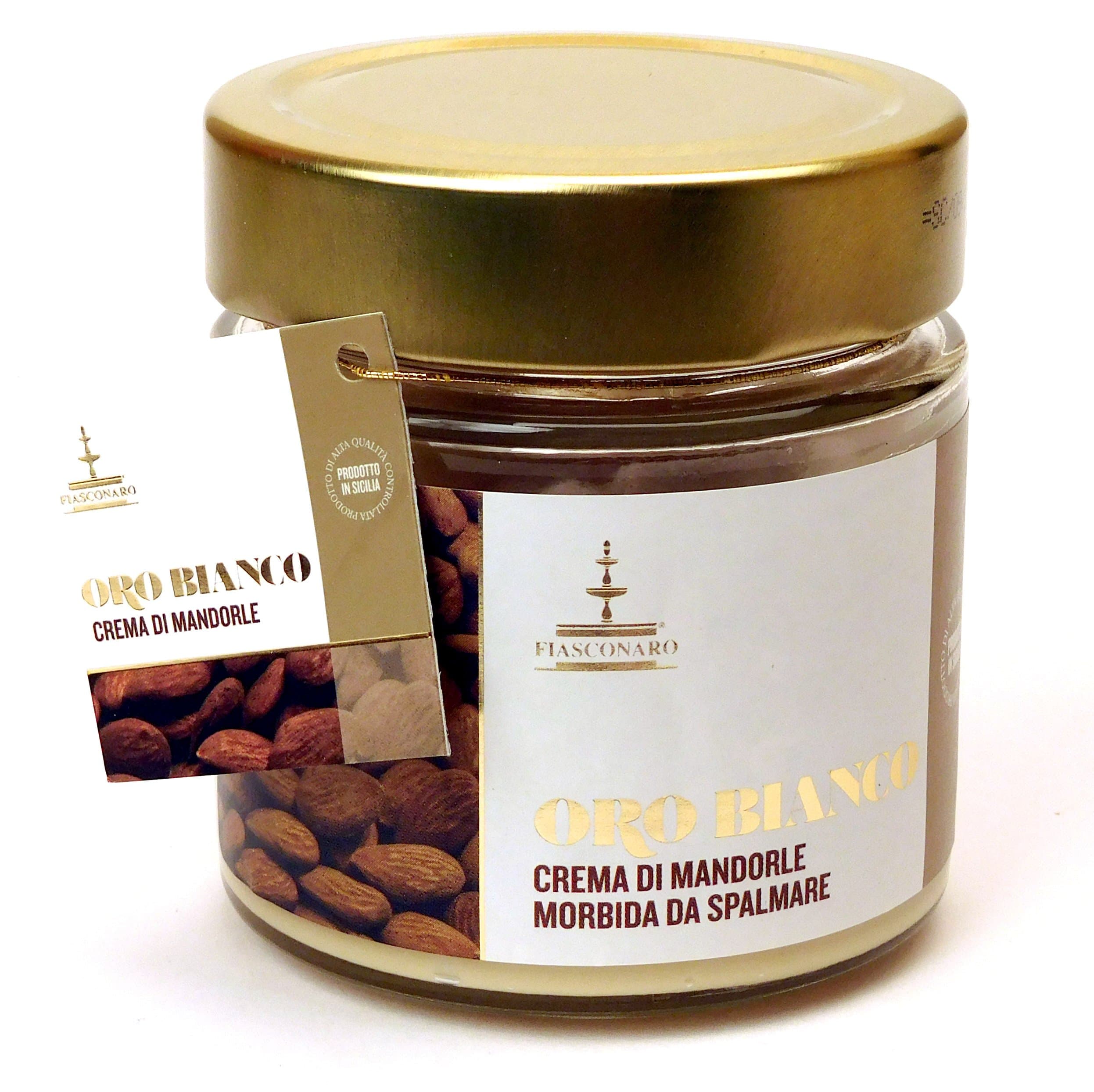 Fiasconaro Crema Oro Bianco Almond Cream Spread, 180 Gram Jar
