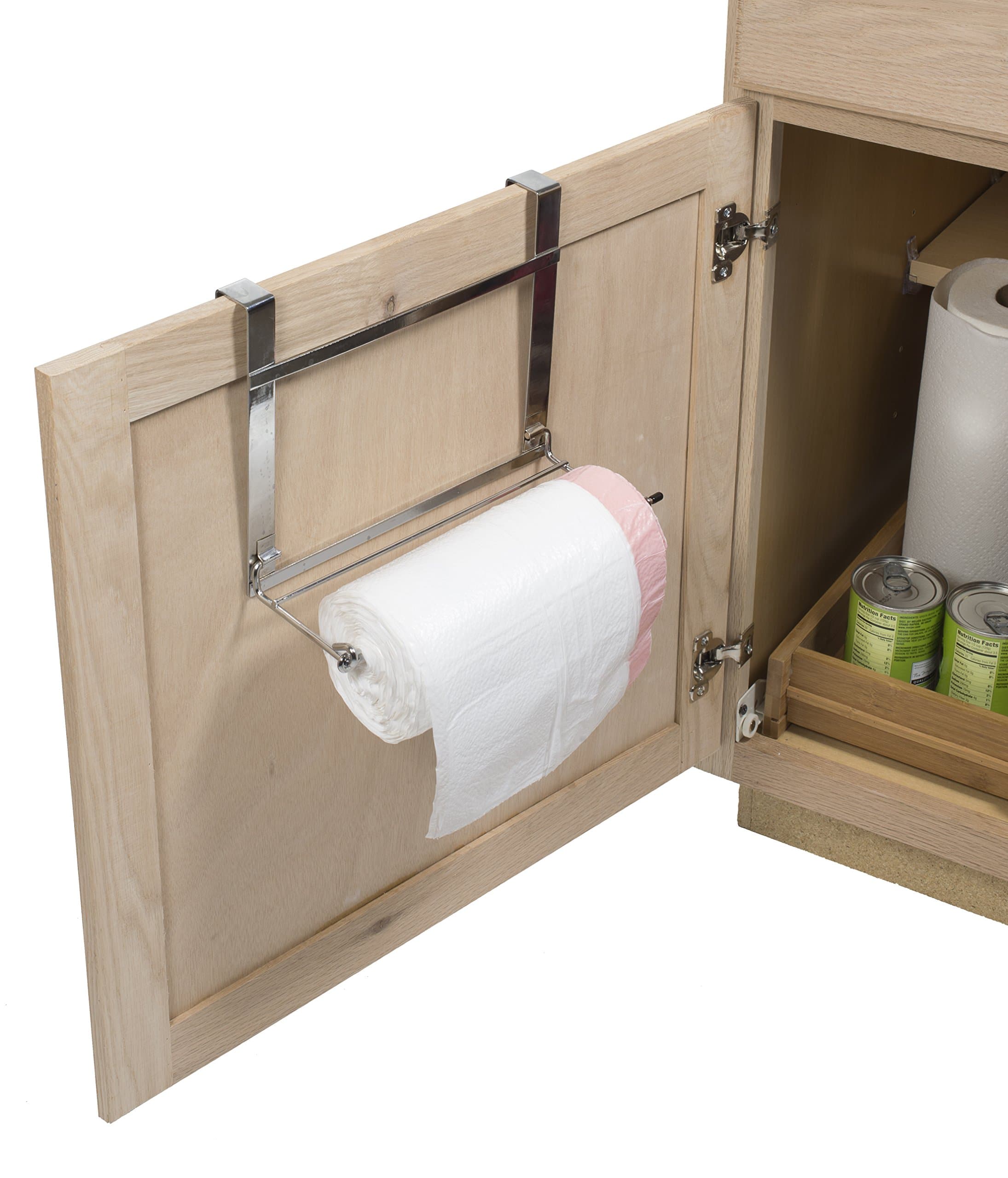 Over The Door Garbage Bag Holder, 10 by 8", Chrome