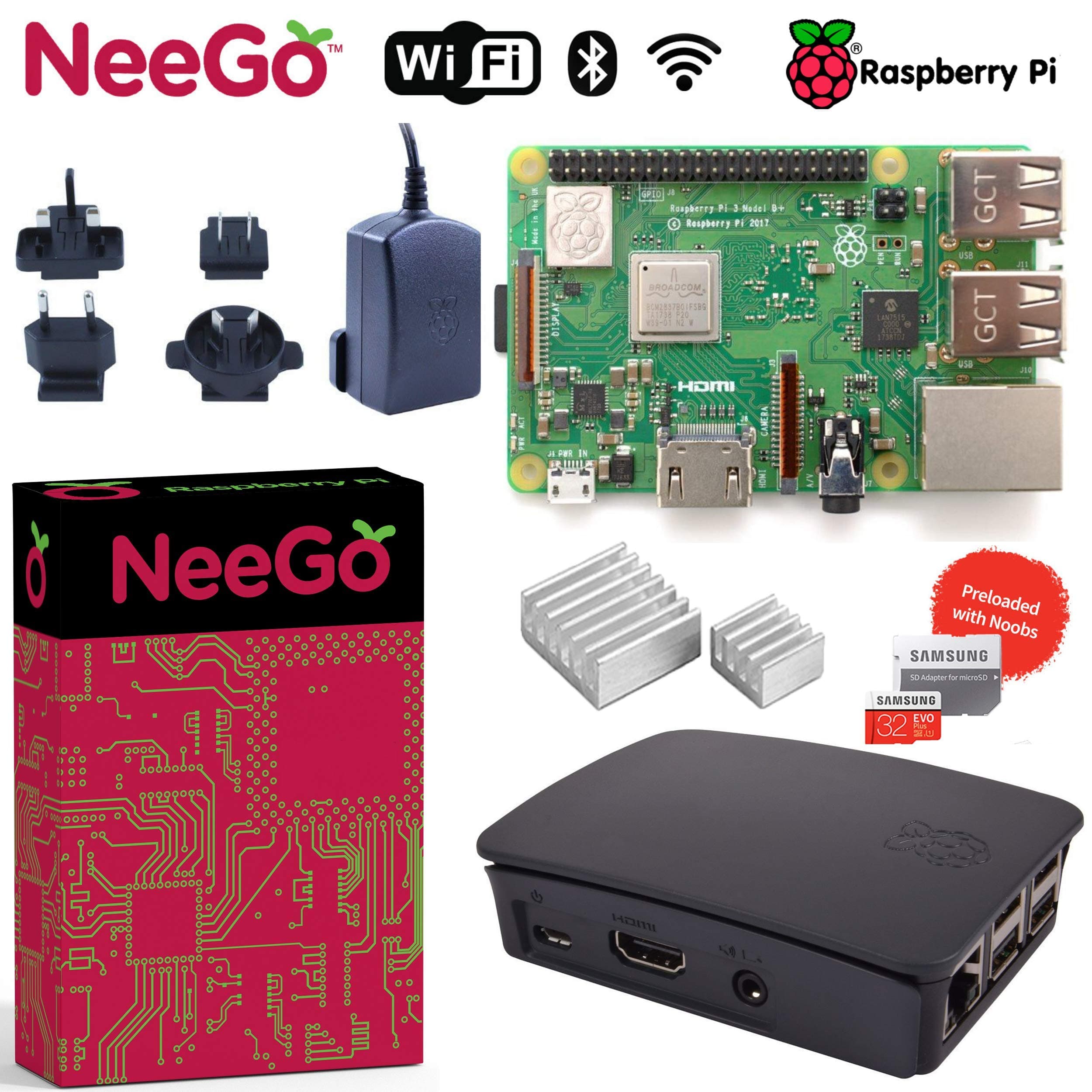 NEEGO Raspberry Pi 3 B+ (B Plus) Desktop Starter Kit 32Gb (Includes Original Accessories) Black