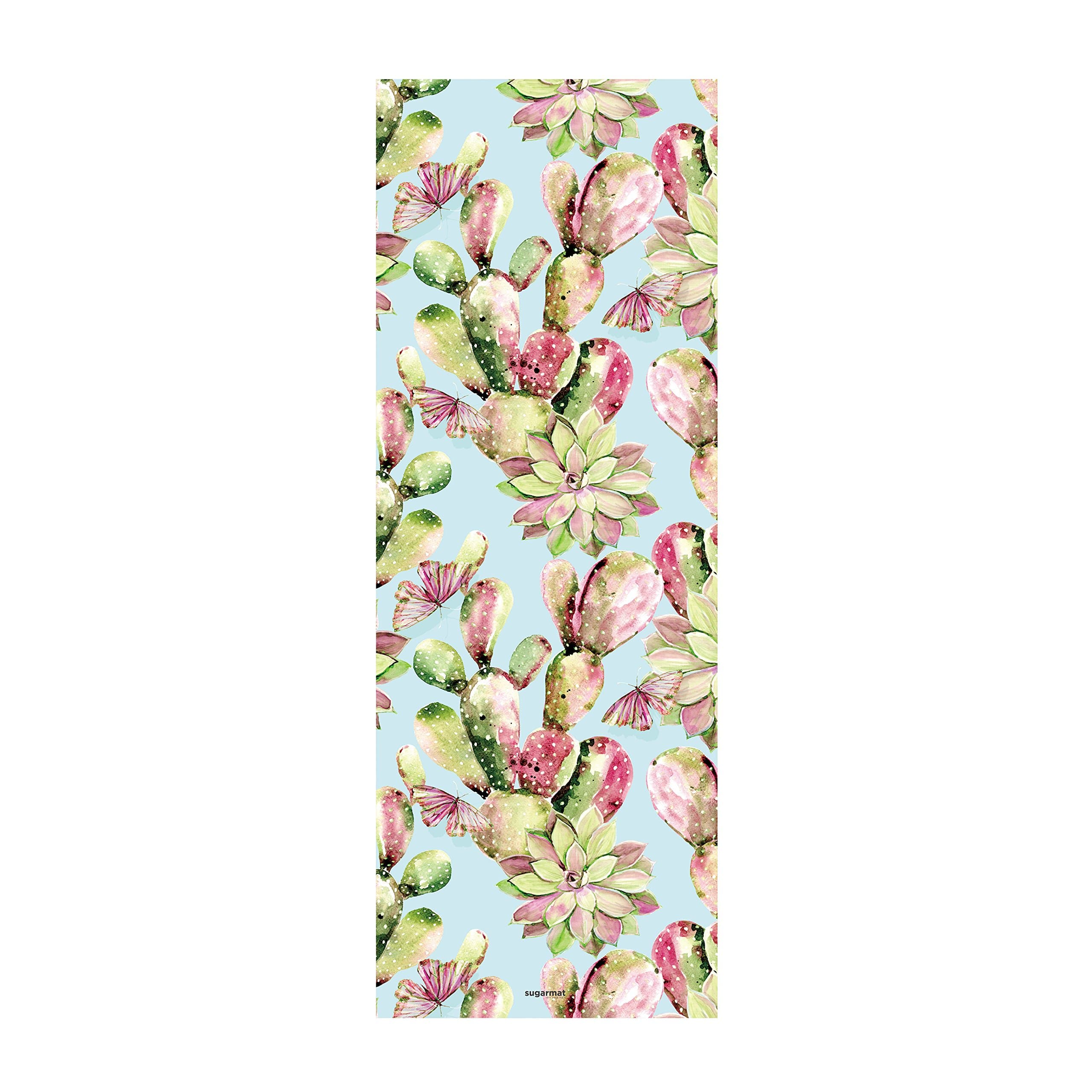 Premium Yoga Mat I 'Pink Succulent' I Designed in Montreal I Eco Luxury and Non-Slip I Ideal for Yoga, hot Yoga, Pilates I Machine Washable I Include Yoga Strap