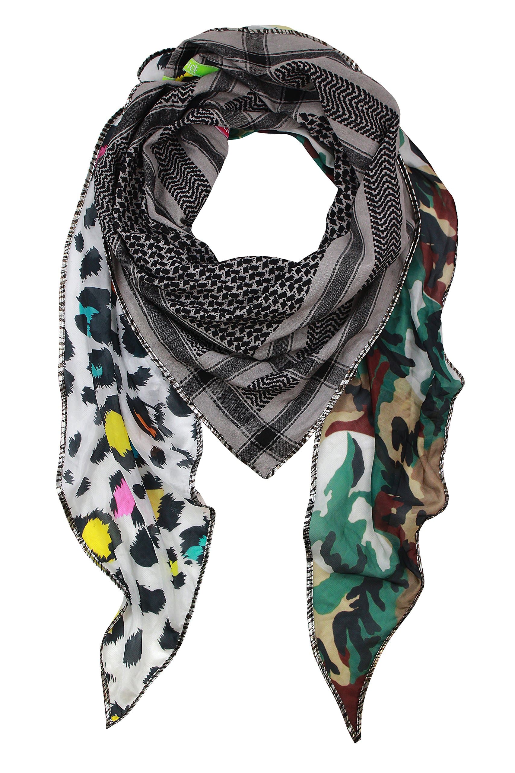 Plomo o Plata Women's Scarf multicolour Weiß, Grau, Grün, Gelb One size
