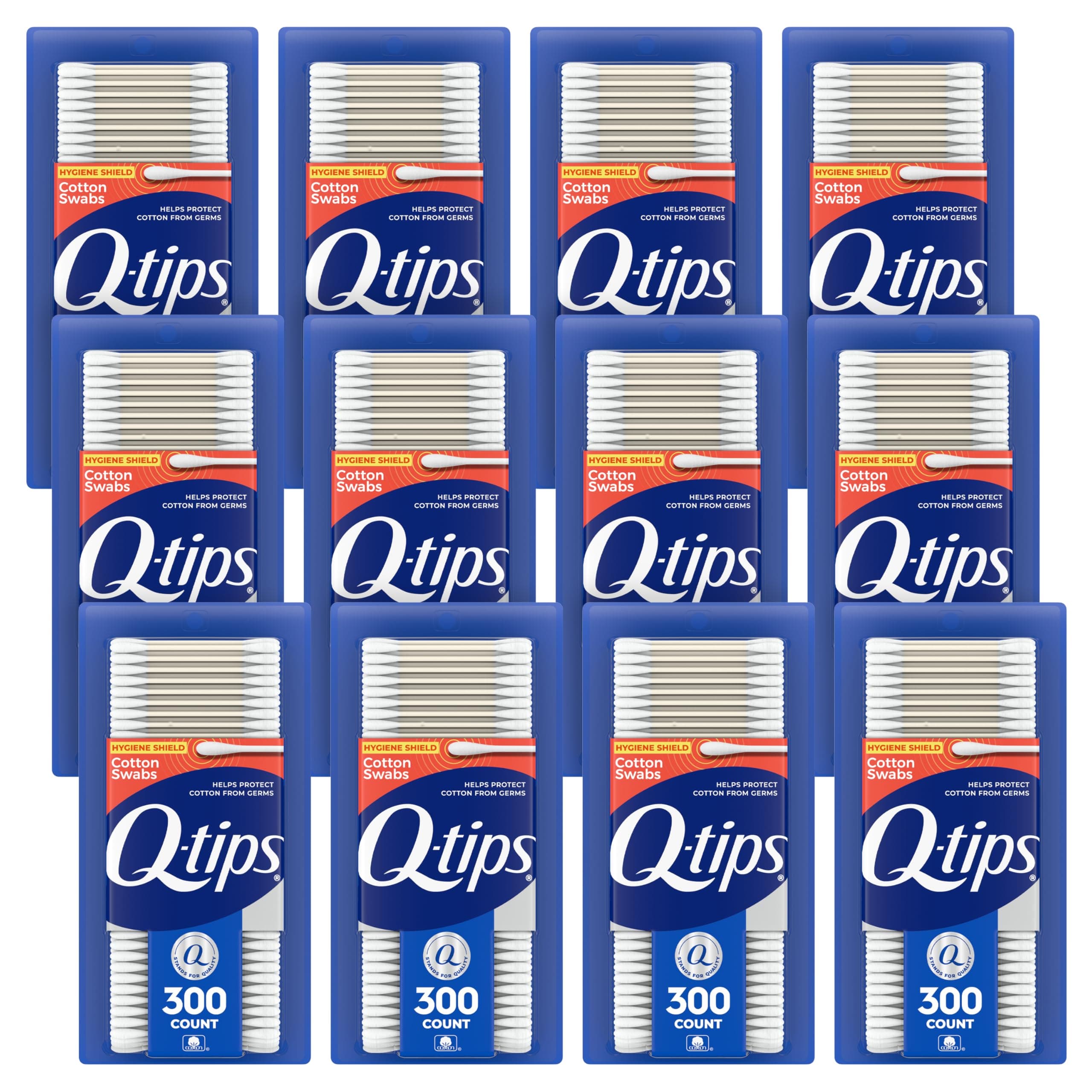 Q-tips Antimicrobial Swabs 300 Count, Pack of 12