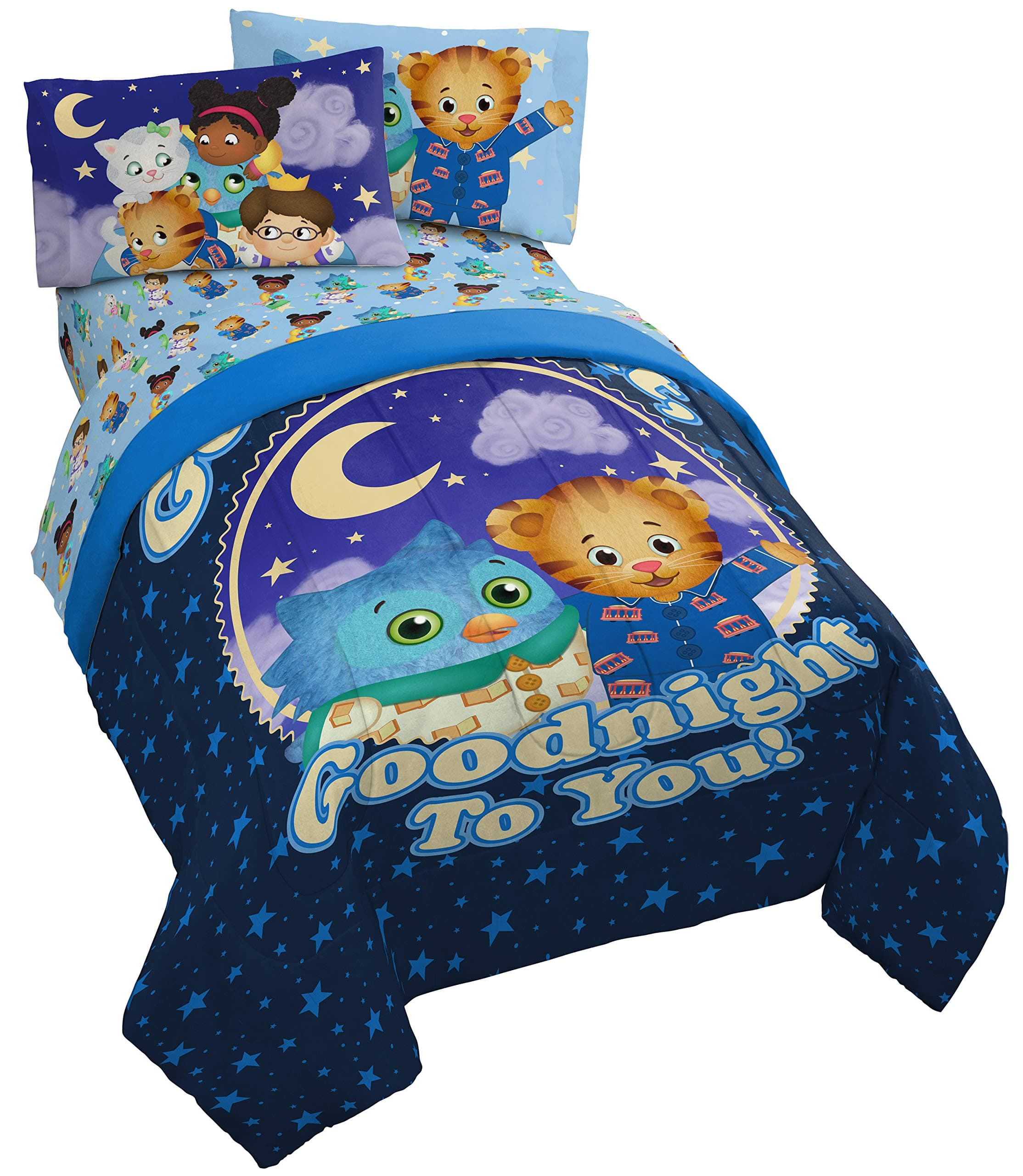 Jay Franco Daniel Tiger Good Dreams 4 Piece Twin Bed Set - Includes Comforter & Sheet Set - Bedding Features O The Owl - Super Soft Fade Resistant Microfiber (Official Daniel Tiger Product)