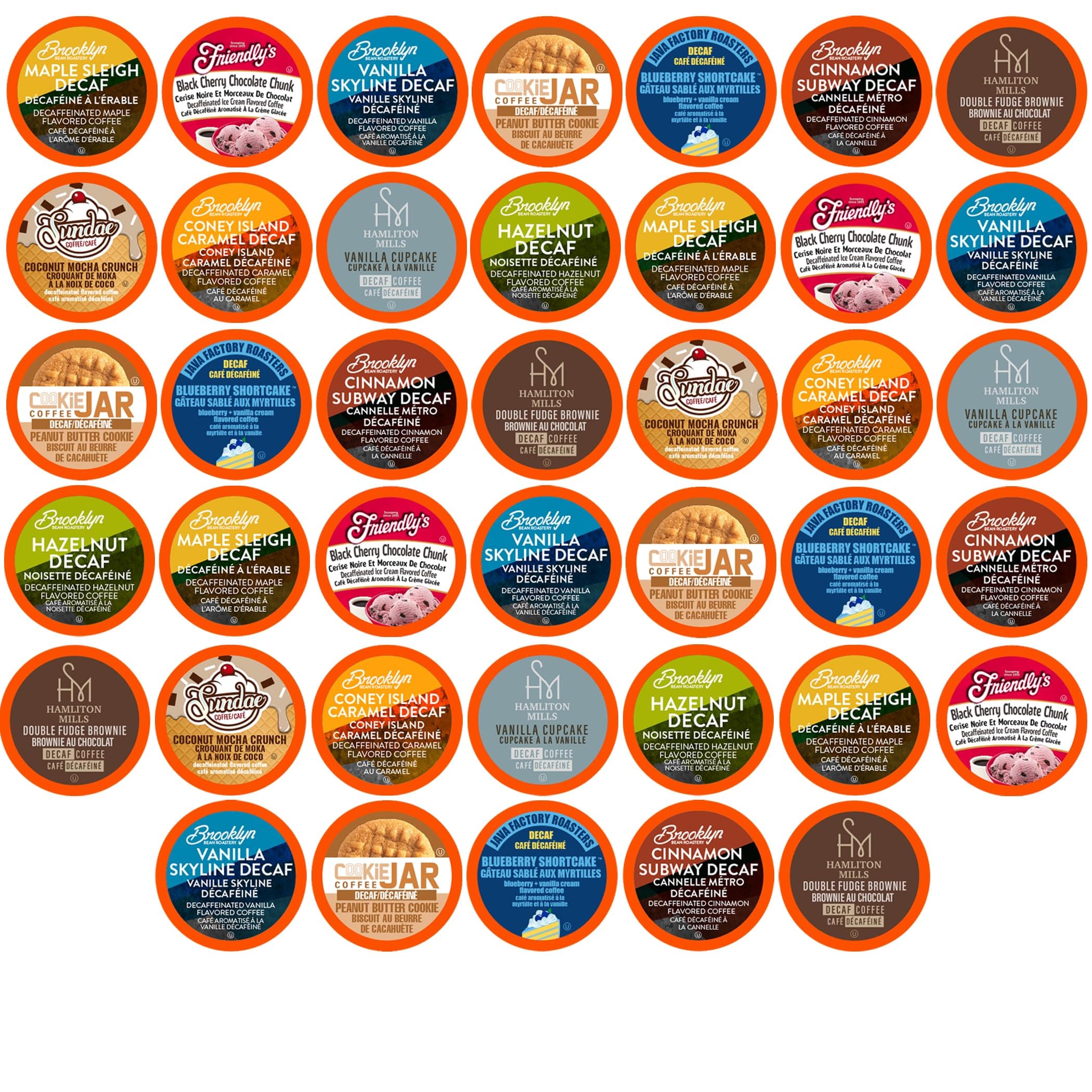 Decaf Flavored Coffee Pods Compatible with Keurig K Cup Brewers, Assorted Variety Pack Decaffienated Flavored Coffee, 40 Count