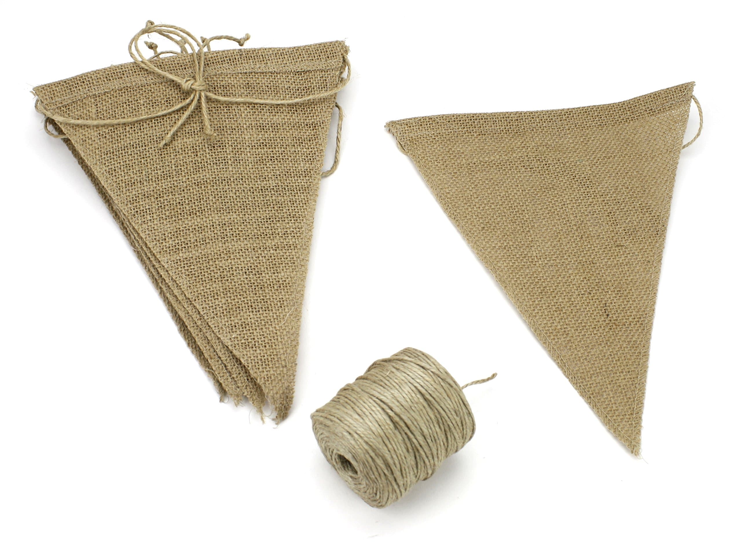 Burlap Banner Kit DIY- 14 Flags (Natural) and 225' Jute Twine