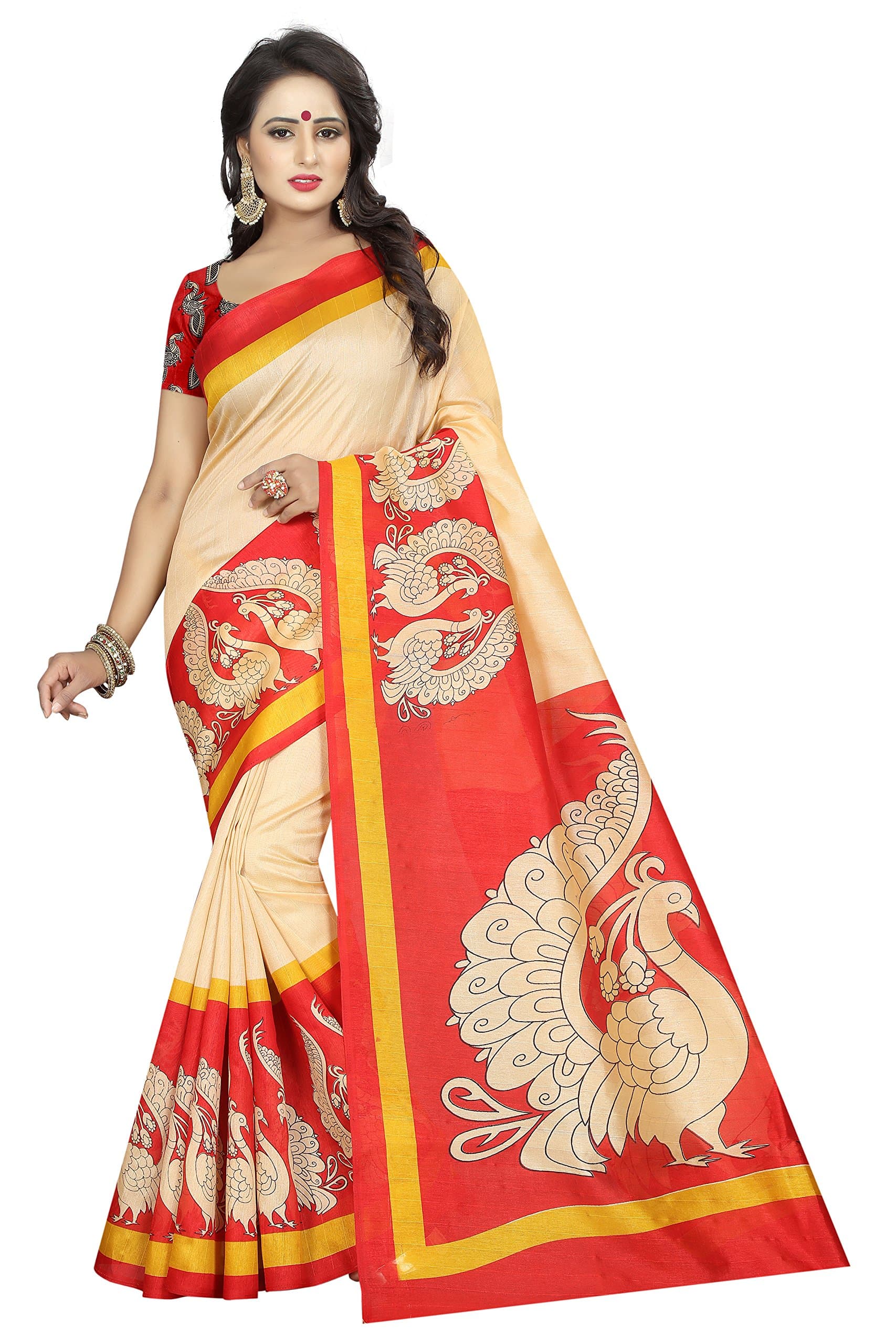 Rensila Fab Women's Mysore Art Silk Saree With Blouse Piece