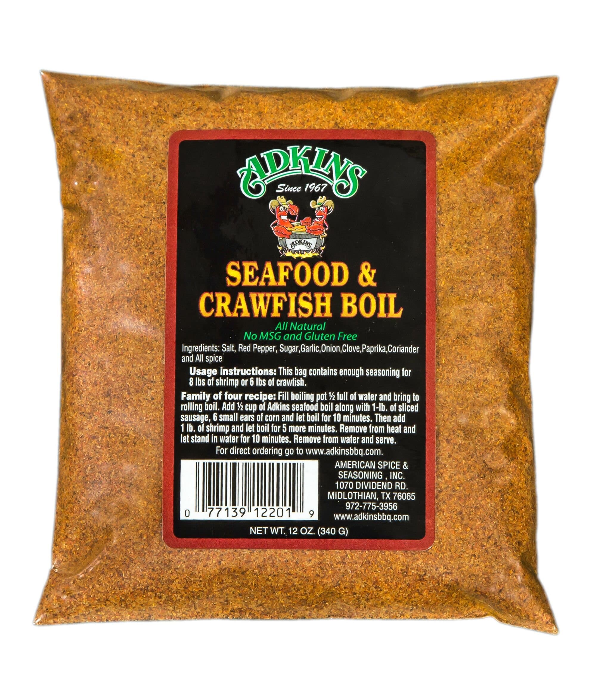 Adkins Cajun Seafood and Crawfish Boil - 12 OZ. All Natural