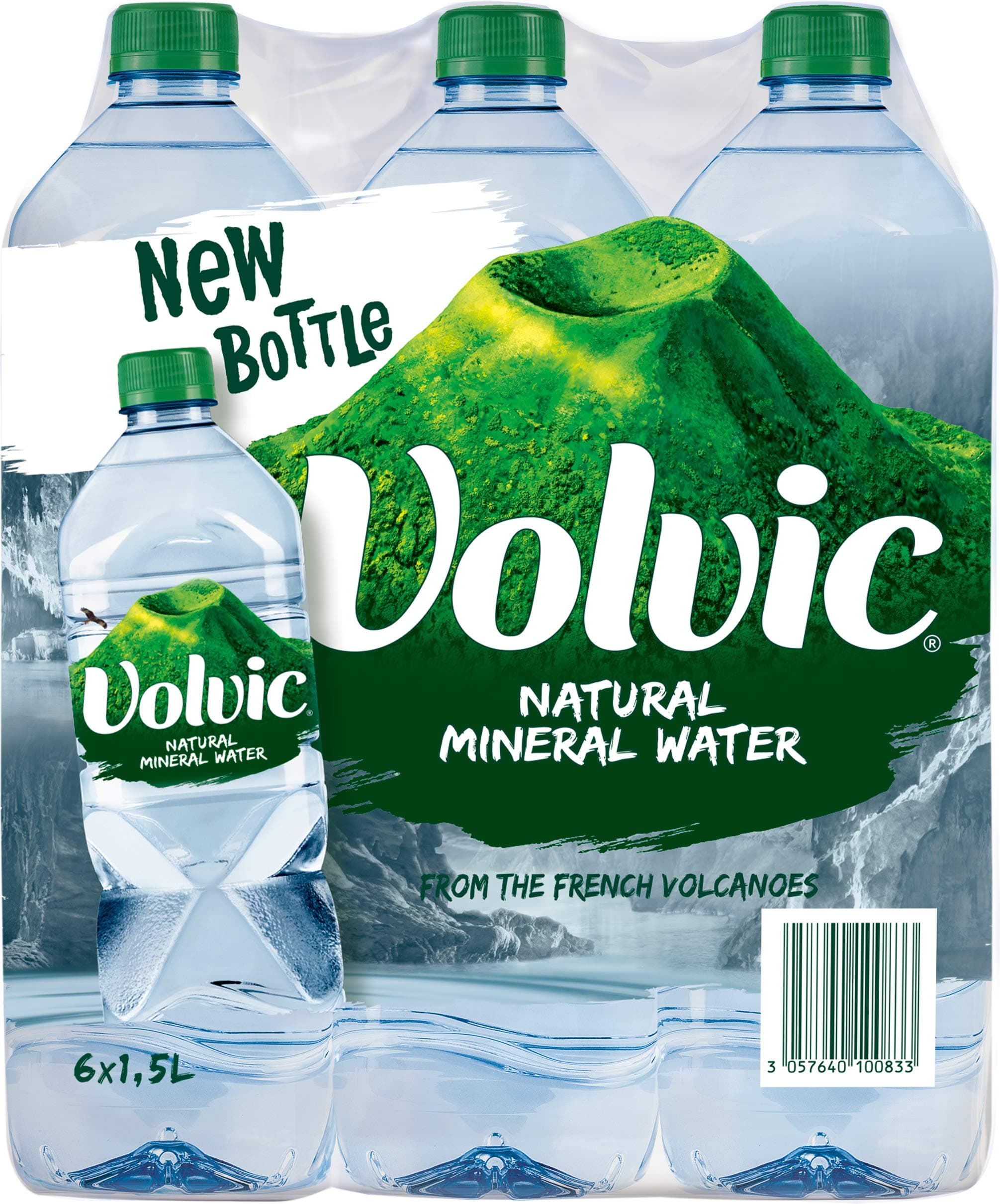 Volvic Natural Water, Mineral Drinking Water, Sustainably Sourced Water Bottle, Case Of 6 X 1.5L Volvic Bottles