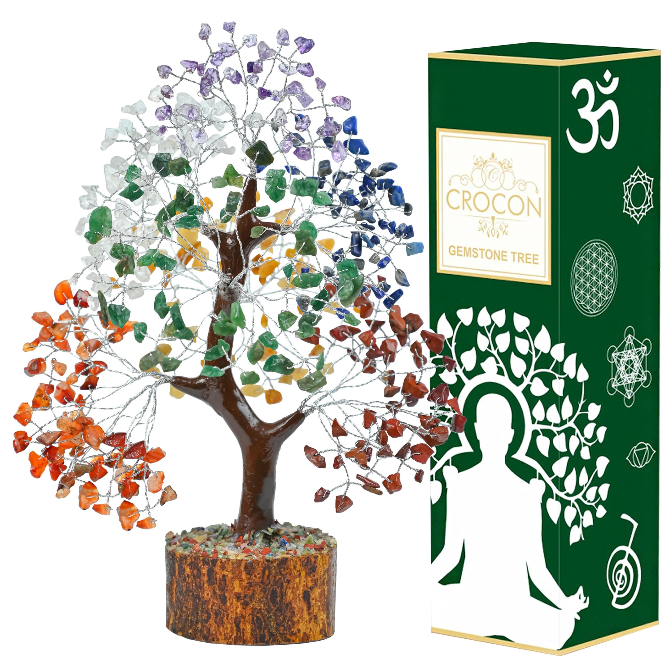 Crocon® 7 Chakra Tree of Life Birthday Gifts for Women Men, Friends for Living Room Decor, Shelf Decor Housewarming Gifts for new Home Spiritual Sister Gift for her Birthday Present mom Grandma