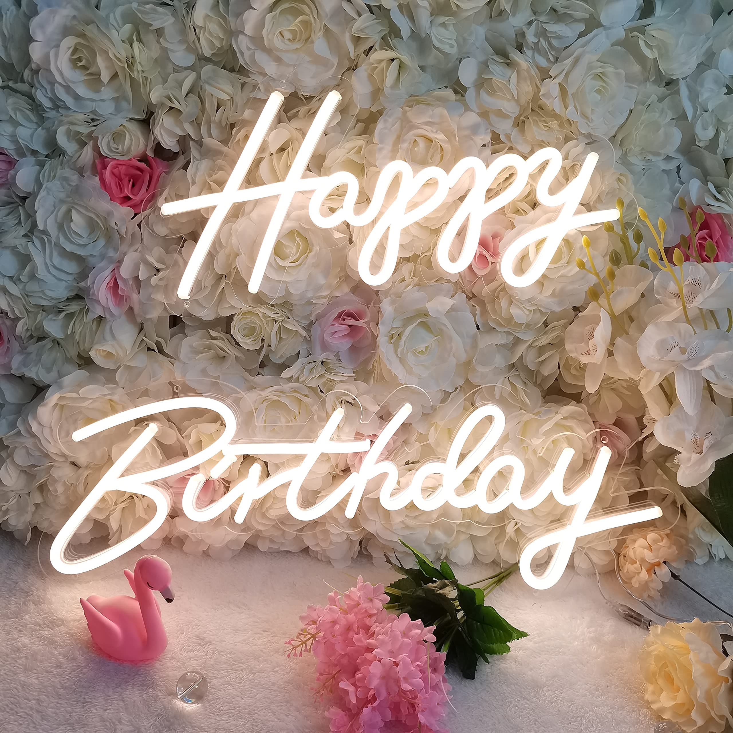 HPEVA Happy Birthday LED Neon Sign - 16.5x8in, Warm White