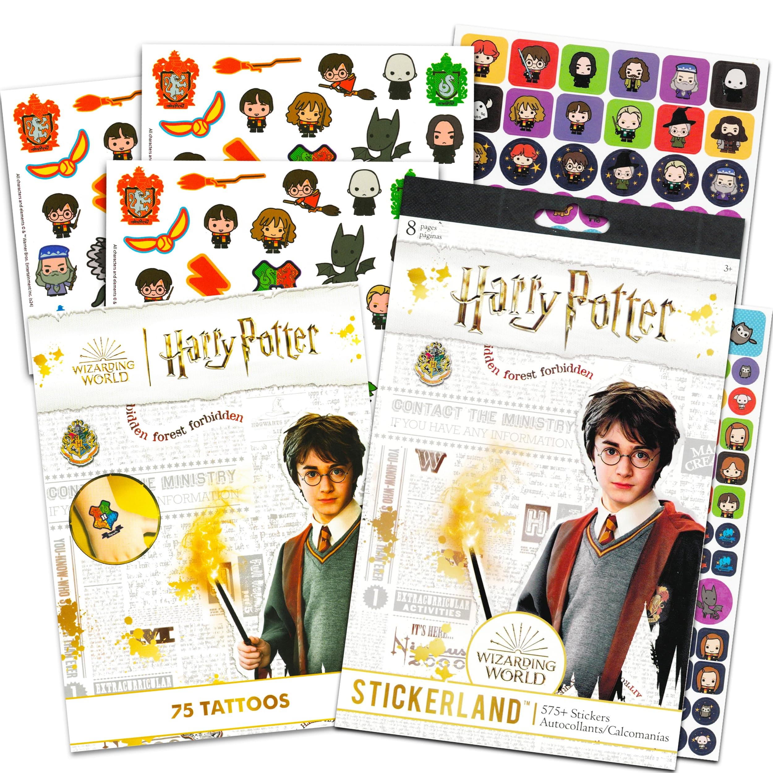 Harry Potter Sticker and Tattoos Party Favors Super Set Bundle ~ 75 Ct Harry Potter Temporary Tattoos and Over 575 Stickers (Harry Potter Party Supplies)