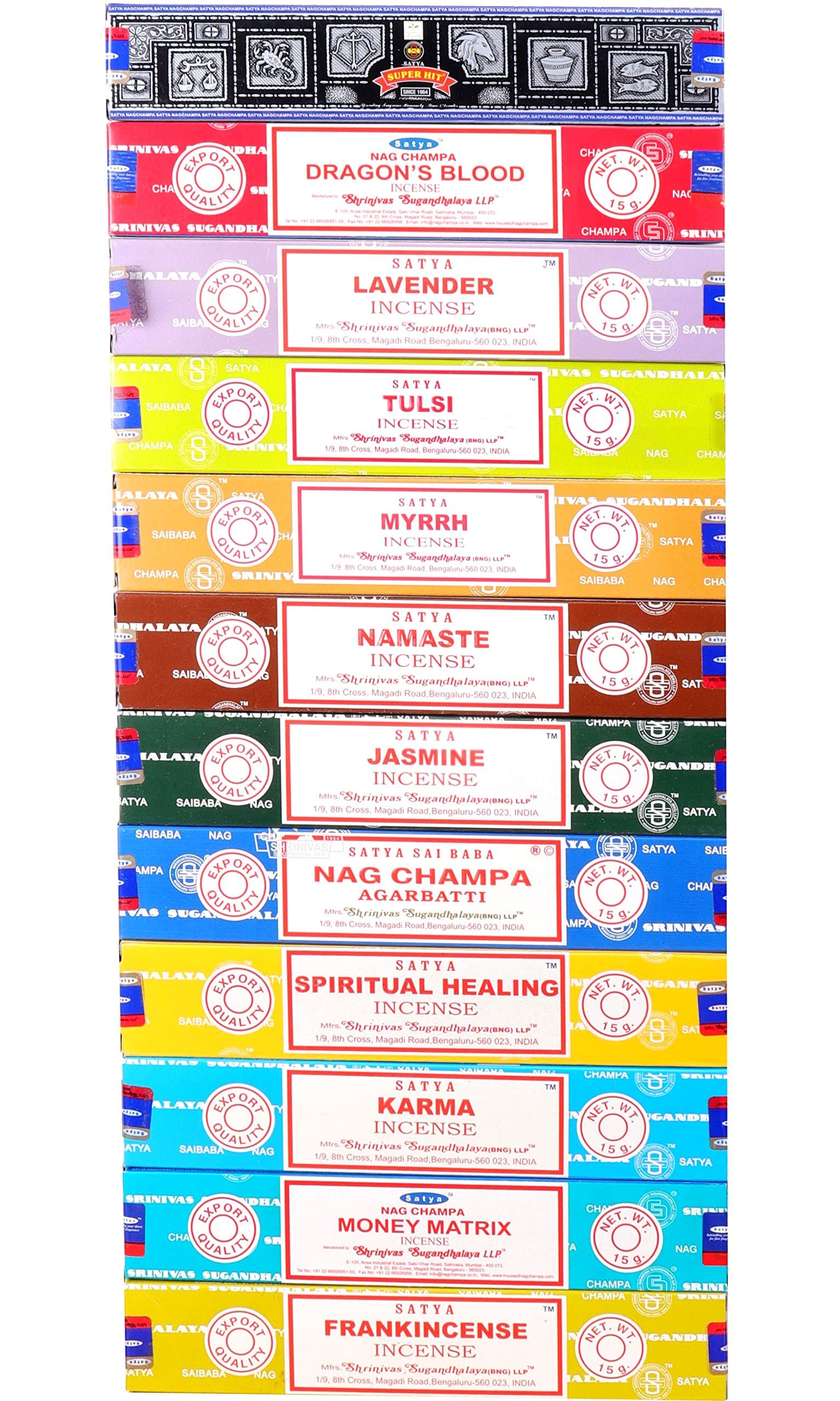 Nag Champa Assorted Top Selling Series 12 Scents Incense Sticks (Set 1, 12 Pieces, 180g)