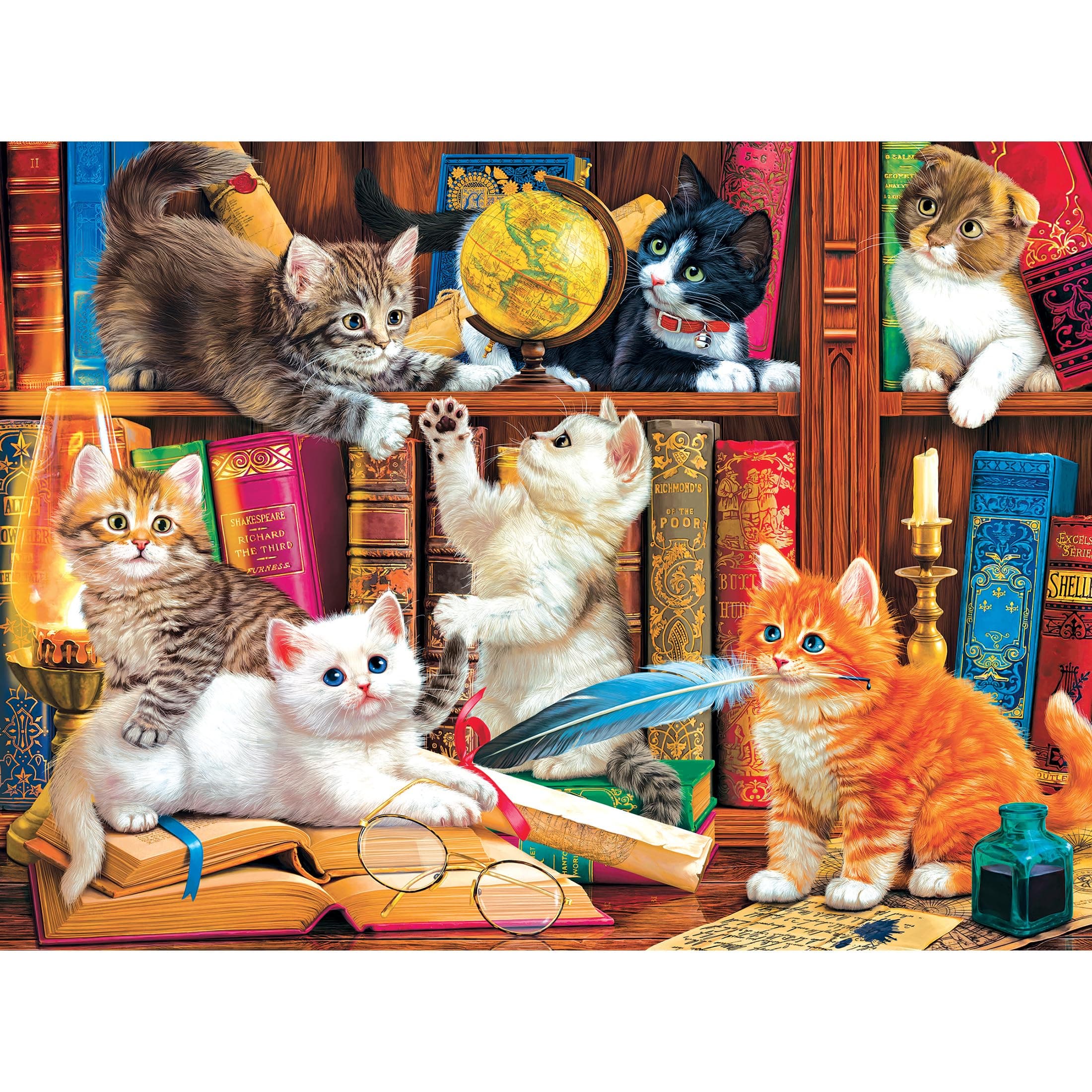 Rose Art Cra-Z-Art Fancy Cats 750 Piece Jigsaw Puzzle - Library Mischief