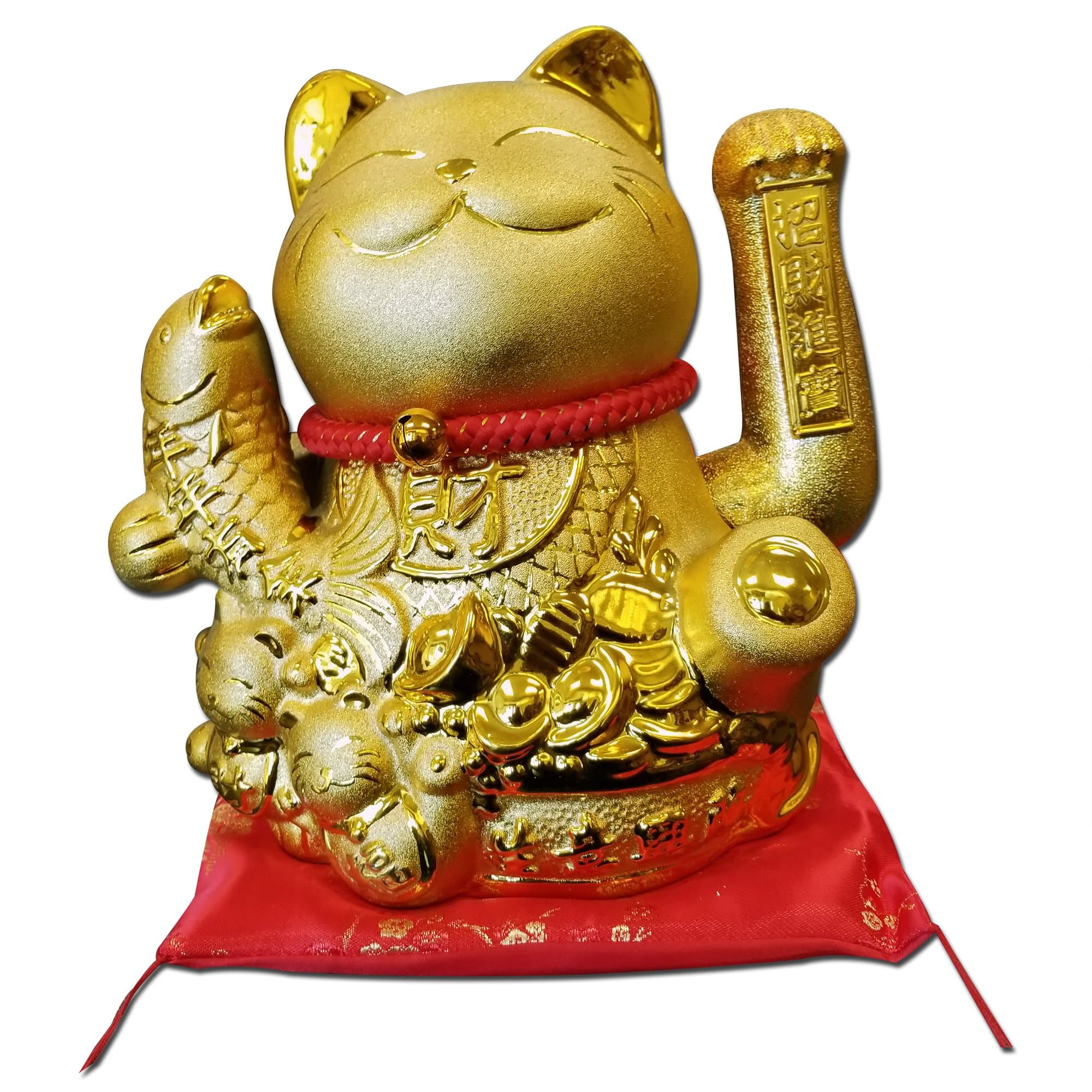 Maneki Neko Lucky Cat Decoration Fortune Cat- with Fish (14-B)