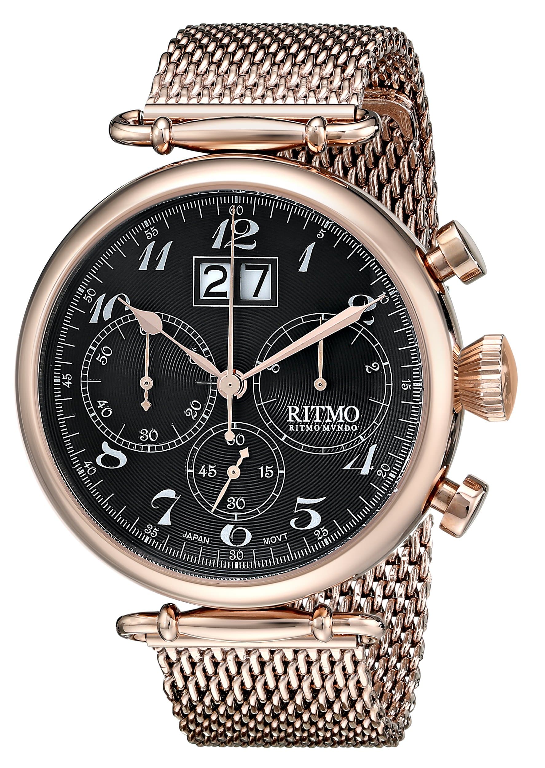 Unisex 702/4 RG Black Corinthian Analog Display Quartz Gold Watch