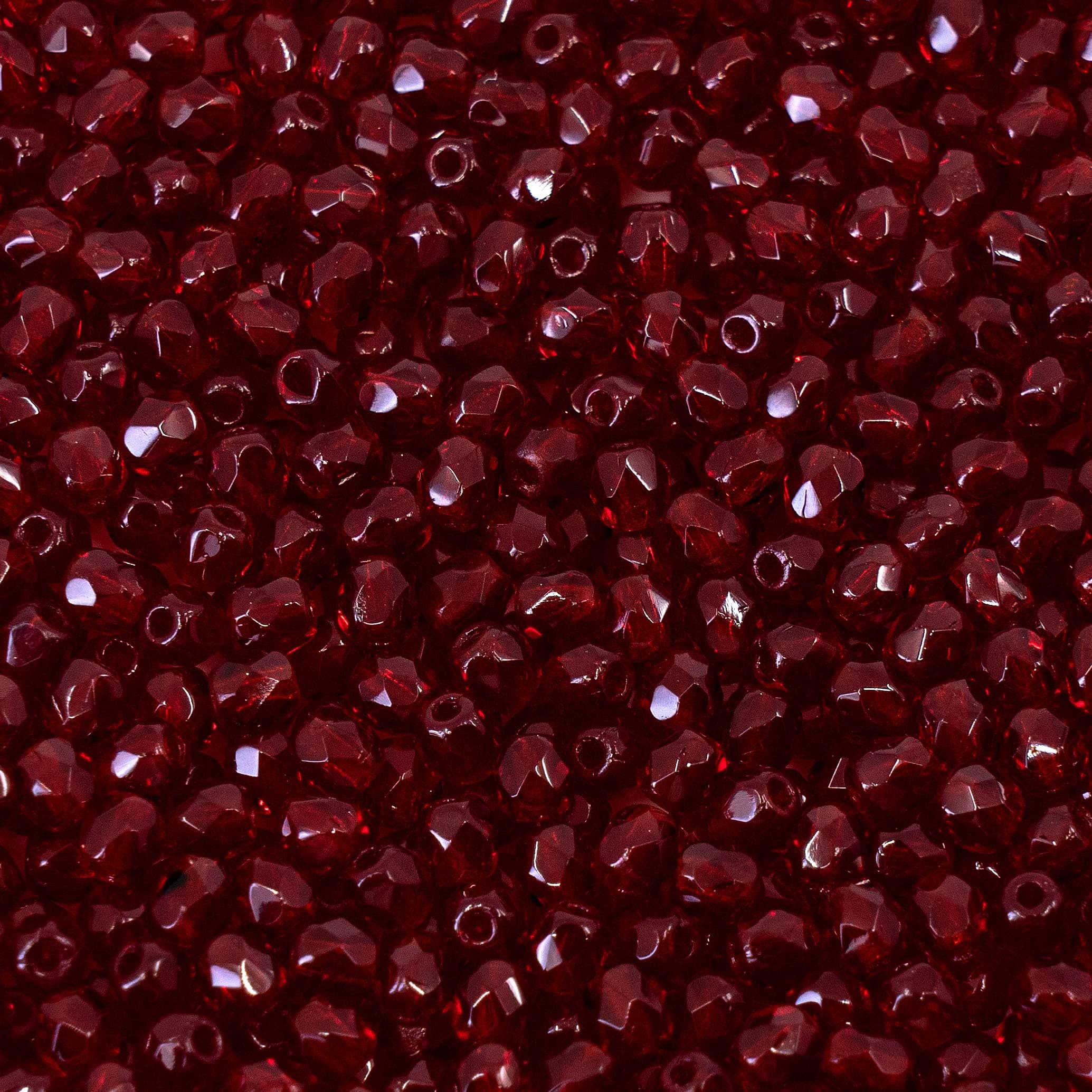 Bohemia Crystal Valley 100 pcs Faceted Fire Polished Pressed Czech Glass Beads 3 mm, Dark Ruby Red - 90100