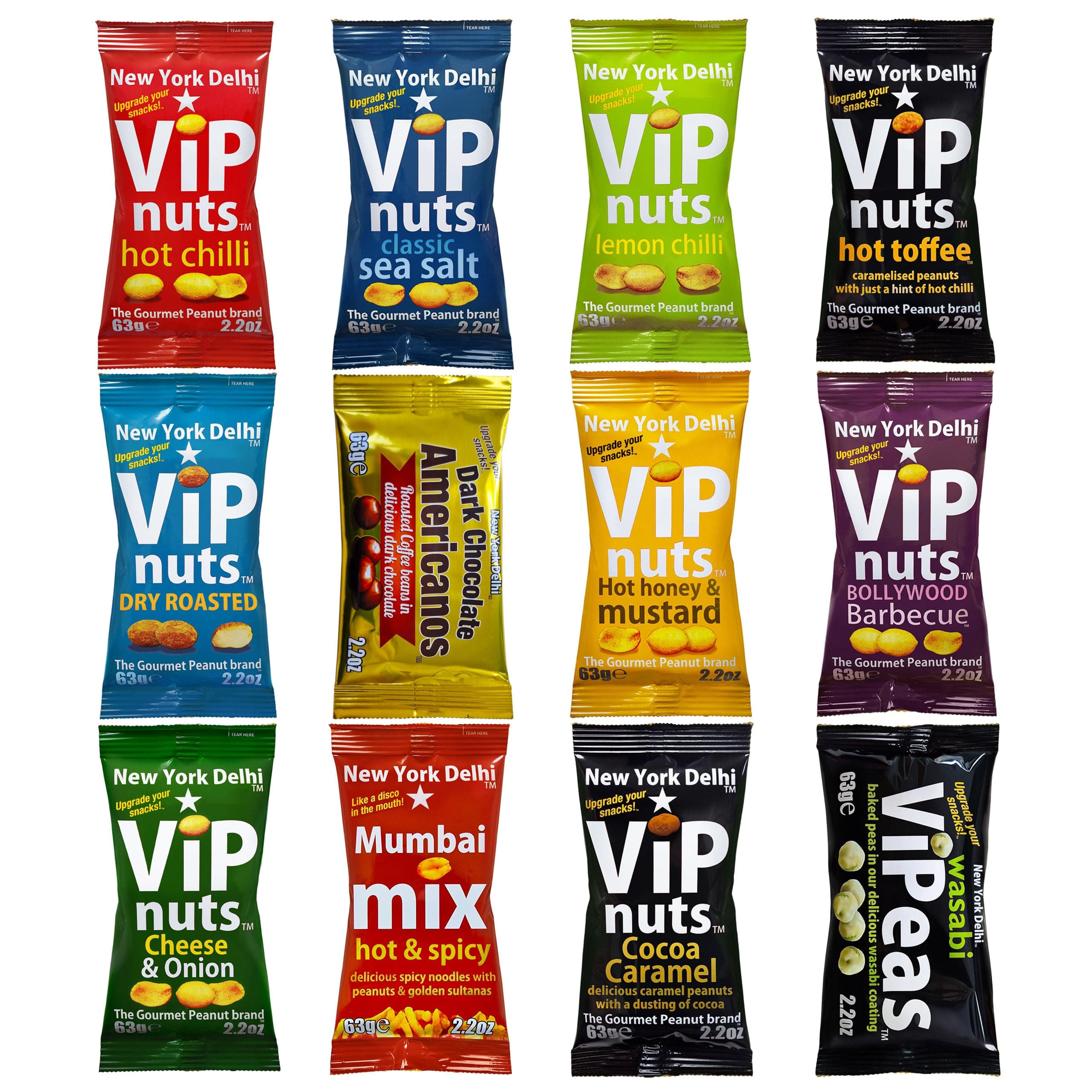 ViPnuts, Ultimate Selection Box of peanuts (12 x 63g) minimum 8 types - usually more - a flavour for every palate - snacks lovers gift