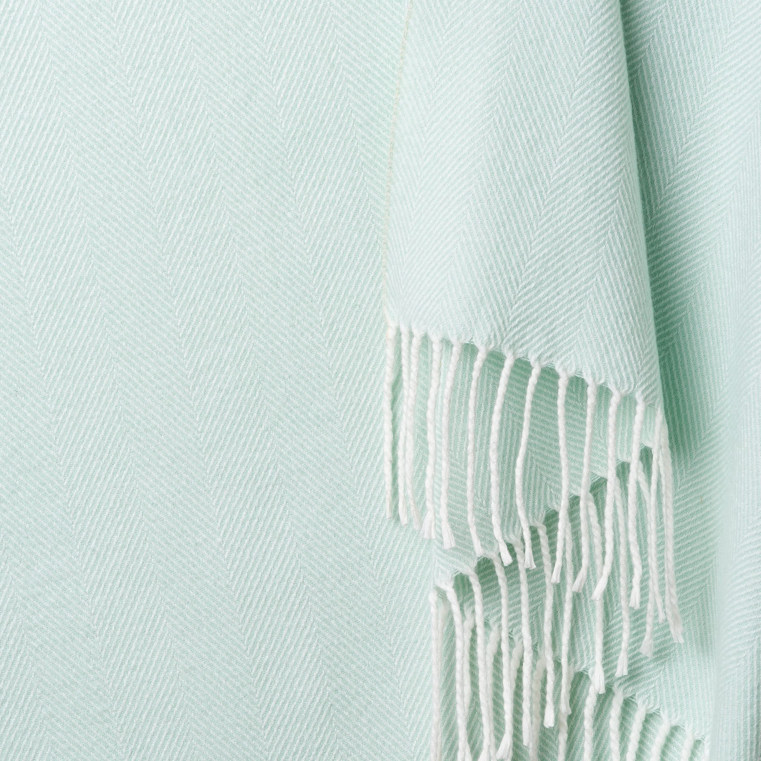 Herringbone Blanket - Chevron Pattern - Turkish Boho Chic - Soft Woven Throw Blanket with Decorative Fringe - Lightweight for Bed, Sofa, Chair, Office, Outdoor - 50 x 60 in. (Light Green)