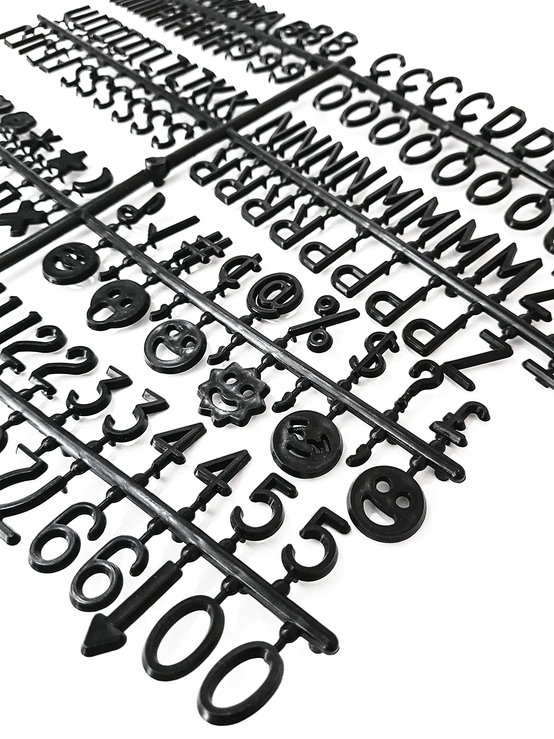 3/4" 340PCS BLACK LETTERS, SYMBOLS AND EMOJIS ONLY pack for Felt Letter Boards - Including #,@,$,&,%,(,),+,-,♥,♪,☻ easy fit - best for white/pink letter board