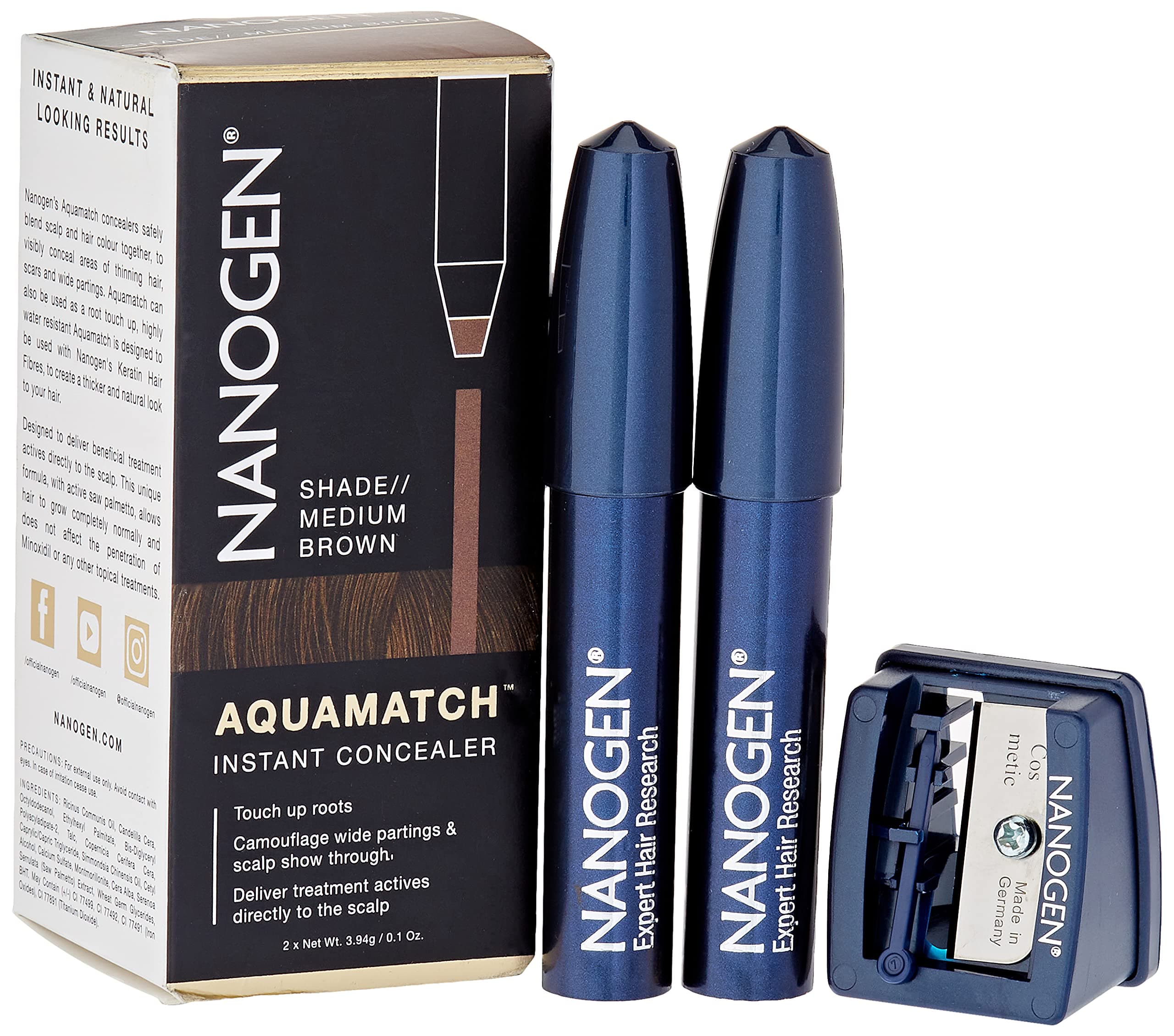 Nanogen Aquamatch Waterproof Scalp Concealer, Medium Brown
