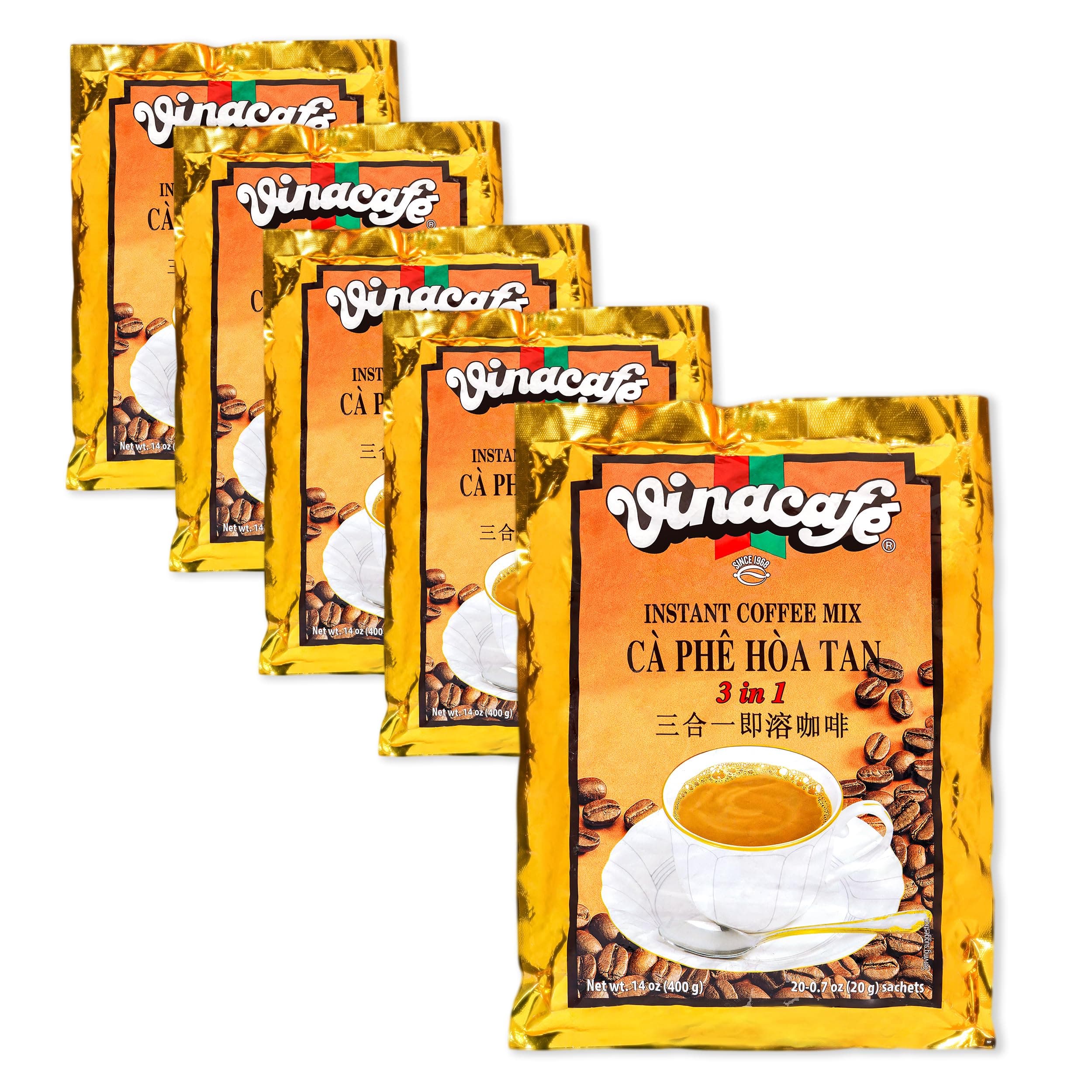 Vinacafe Pack of 5 | 20 Sachets Per Bag Vietnamese Instant Coffee Mix 3 in 1 ...