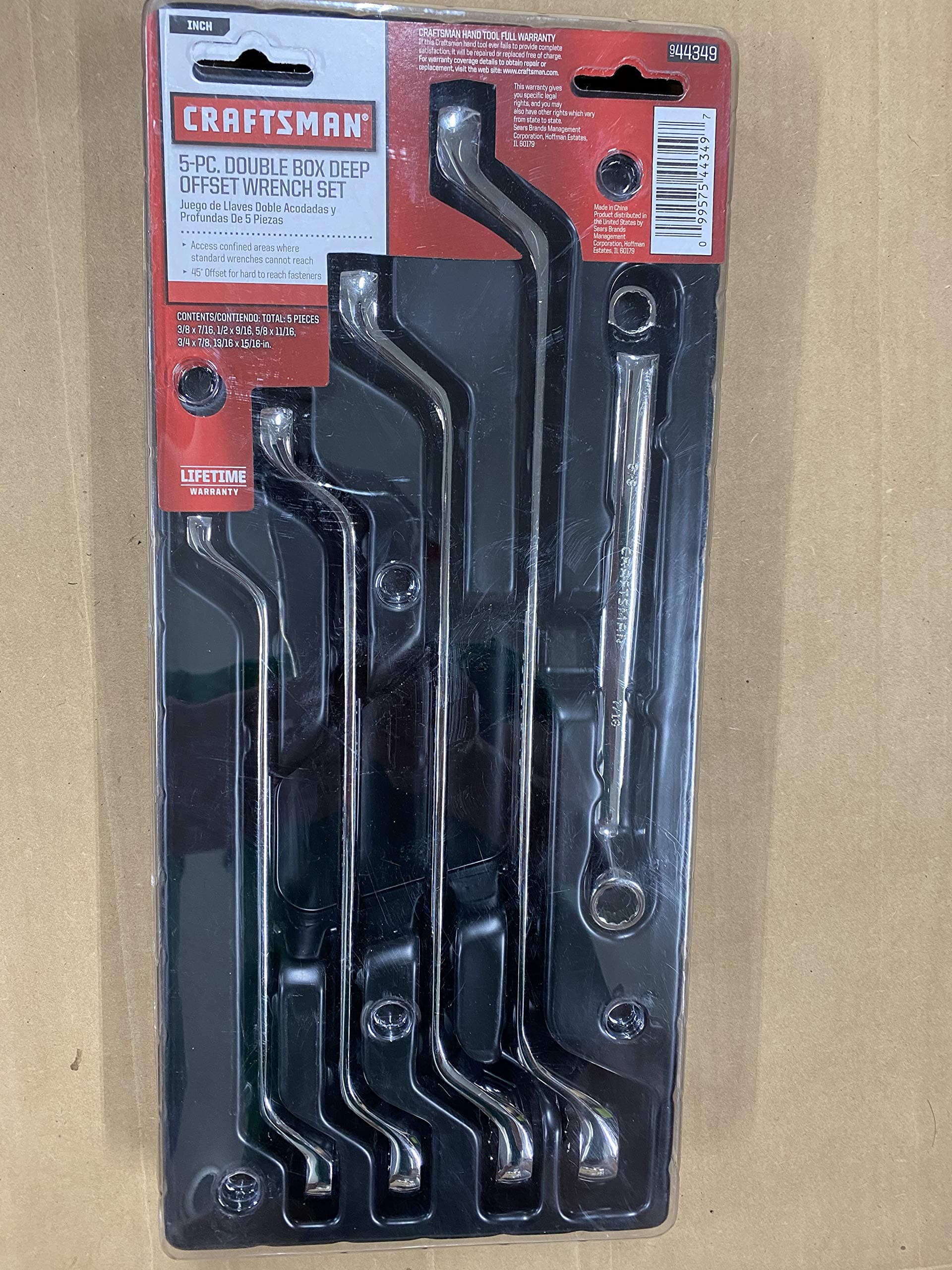 Craftsman Hand Tools 5 pc Polish SAE Deep Offset Box end Wrench Set