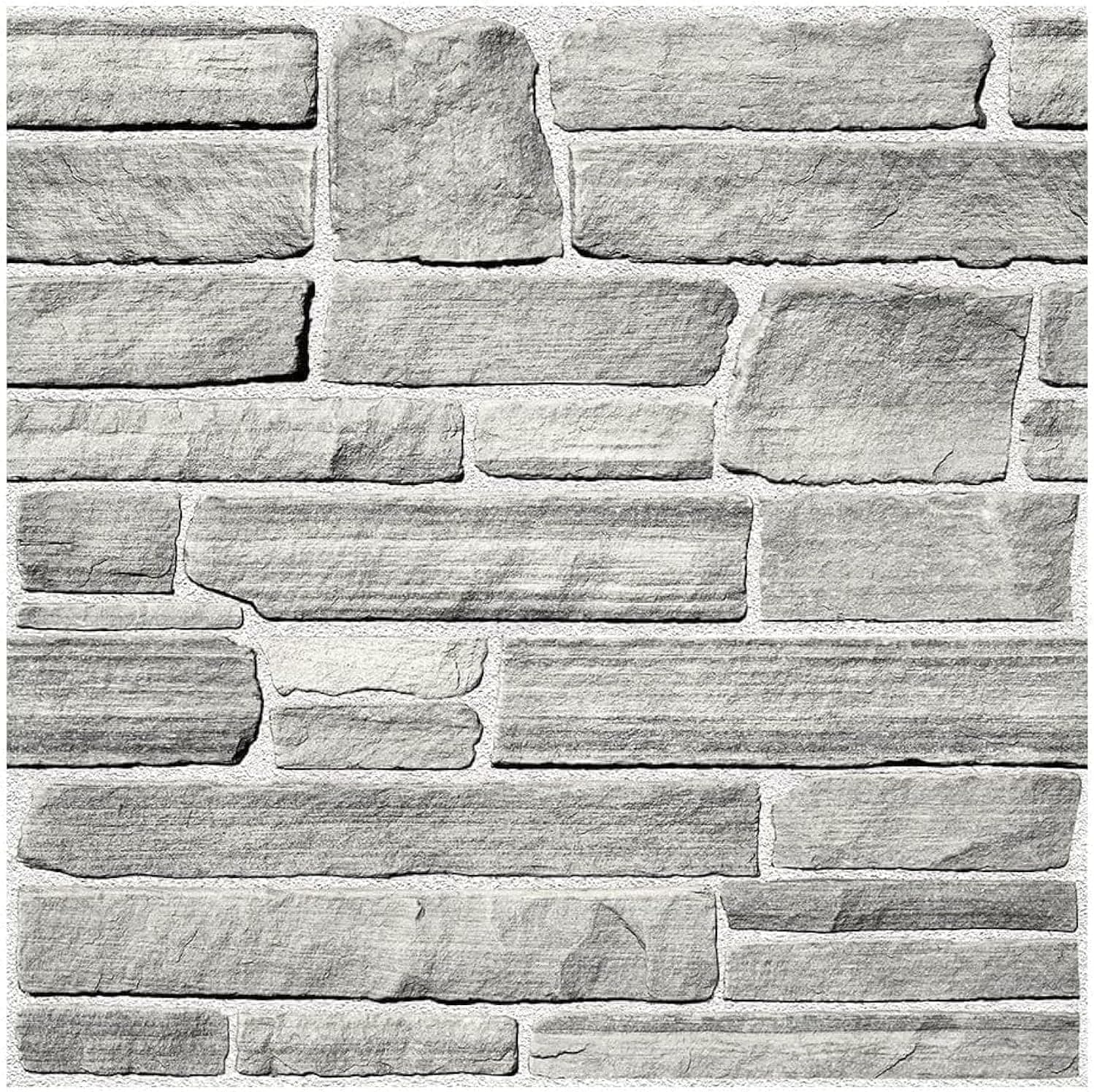 Commomy 10 Pcs Faux Stone 3D Wall Panels Peel and Stick Tiles, 11.8'' x 11.8'' UltraLight PVC Faux Brick Textured Wall Panels for Interior Wall Decor Living Room, Bedroom, Fireplace