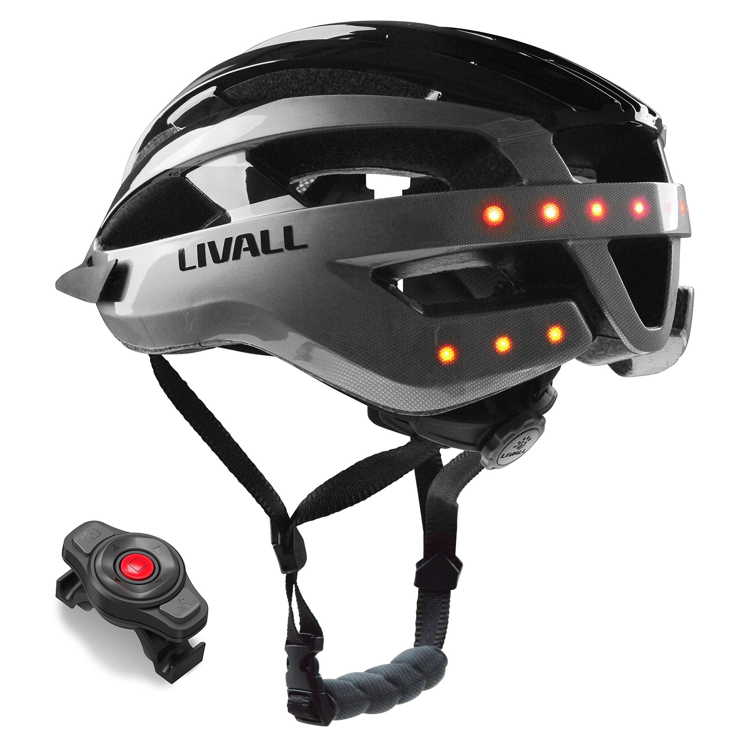 LIVALL MT1 Smart Bike Helmet , Cycling Mountain Bluetooth Helmet, Built-in Mic, Bluetooth Speakers, Wireless Turn Signals Tail Lights Setting, SOS Alert, Safe & Comfortable for Adult & Teenager 2018 - Silver/Black
