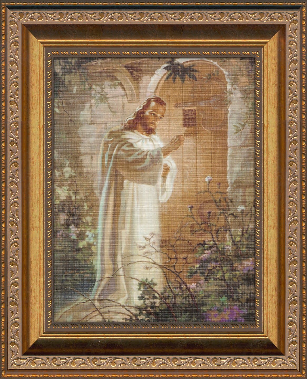 Sallman Classic Christian Art Christ Standing at Door Print Frame Wall Display Gift
