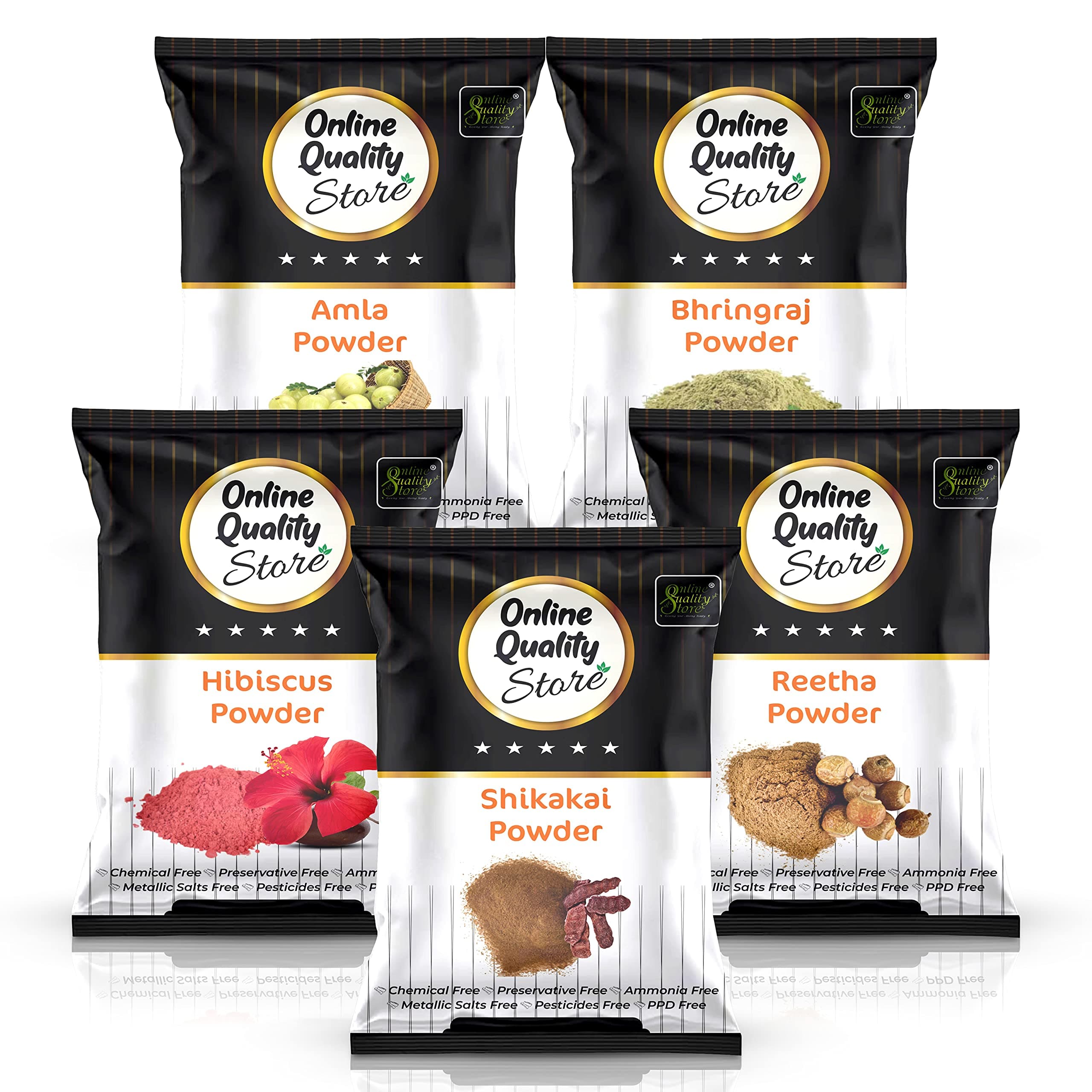 Online Quality Store Amla Reetha Shikakai Bhringraj and Hibiscus Powder for Hair, 400g