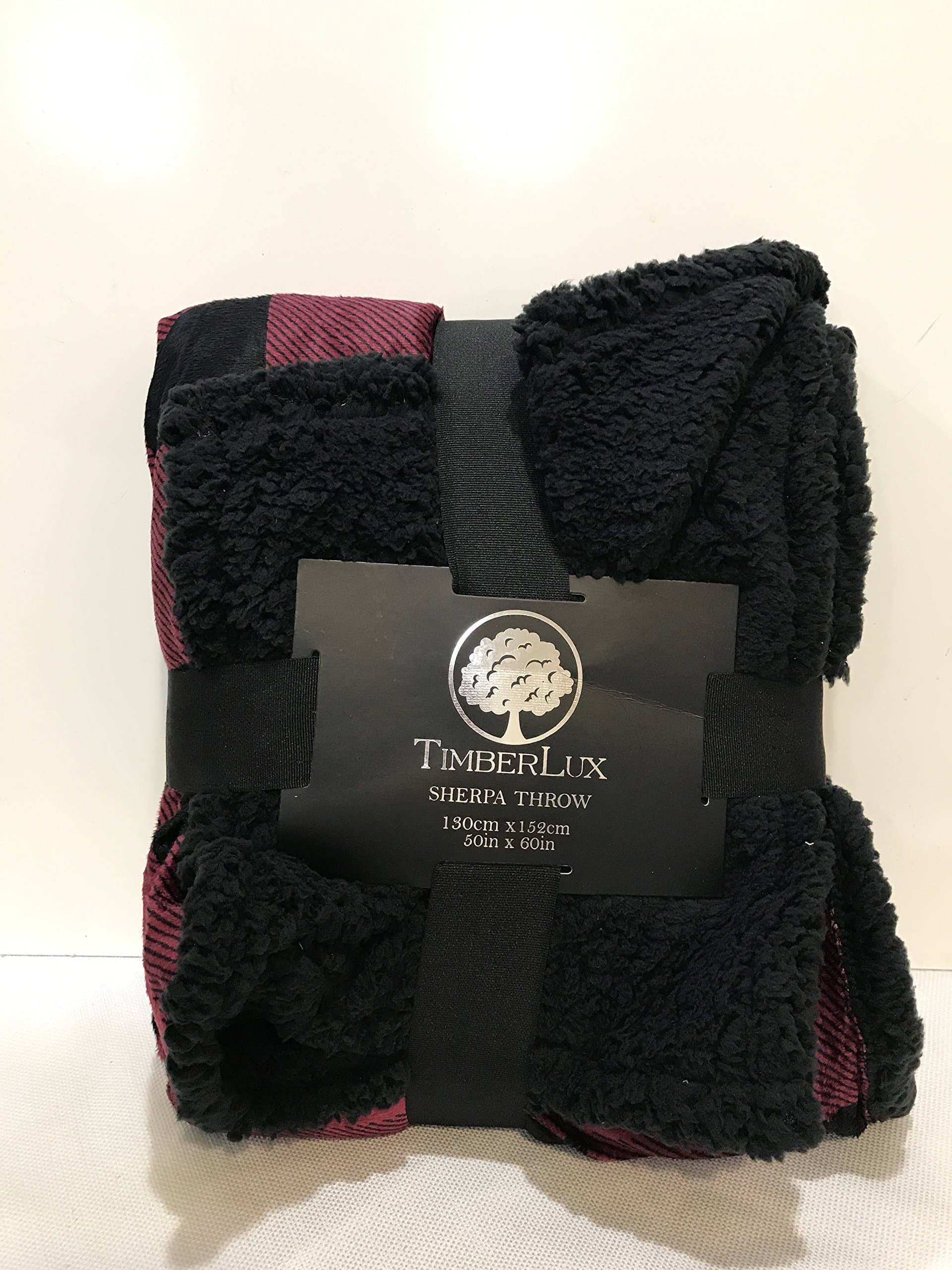 Sherpa Throw Blanket 50" X 60" (Burgundy/Black Check)