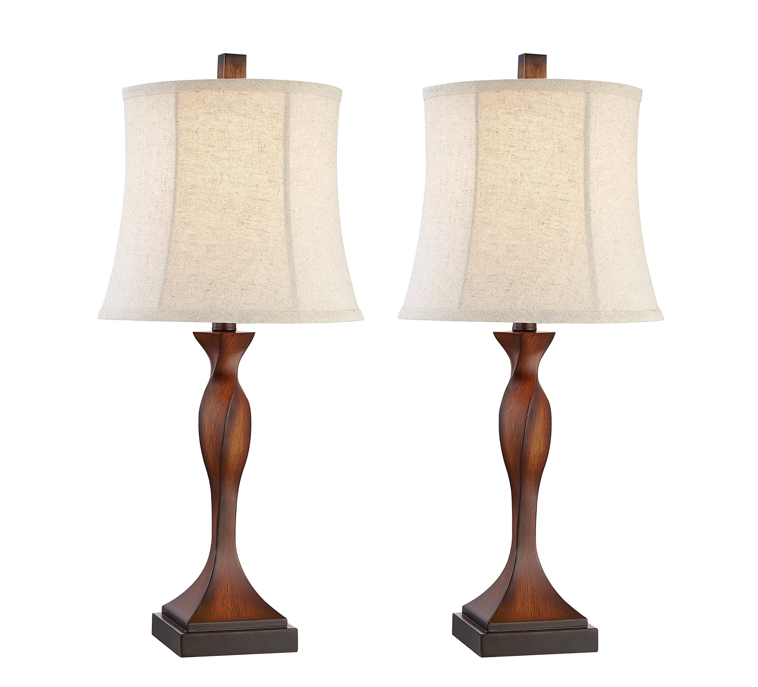 Table Lamp, DILI HOME Vintage Table Lamp Set of 2 Sturdy Plastic Base with Warm White Light Desk Lamp for living room, bedroom, kids room, reading room, hallway, office