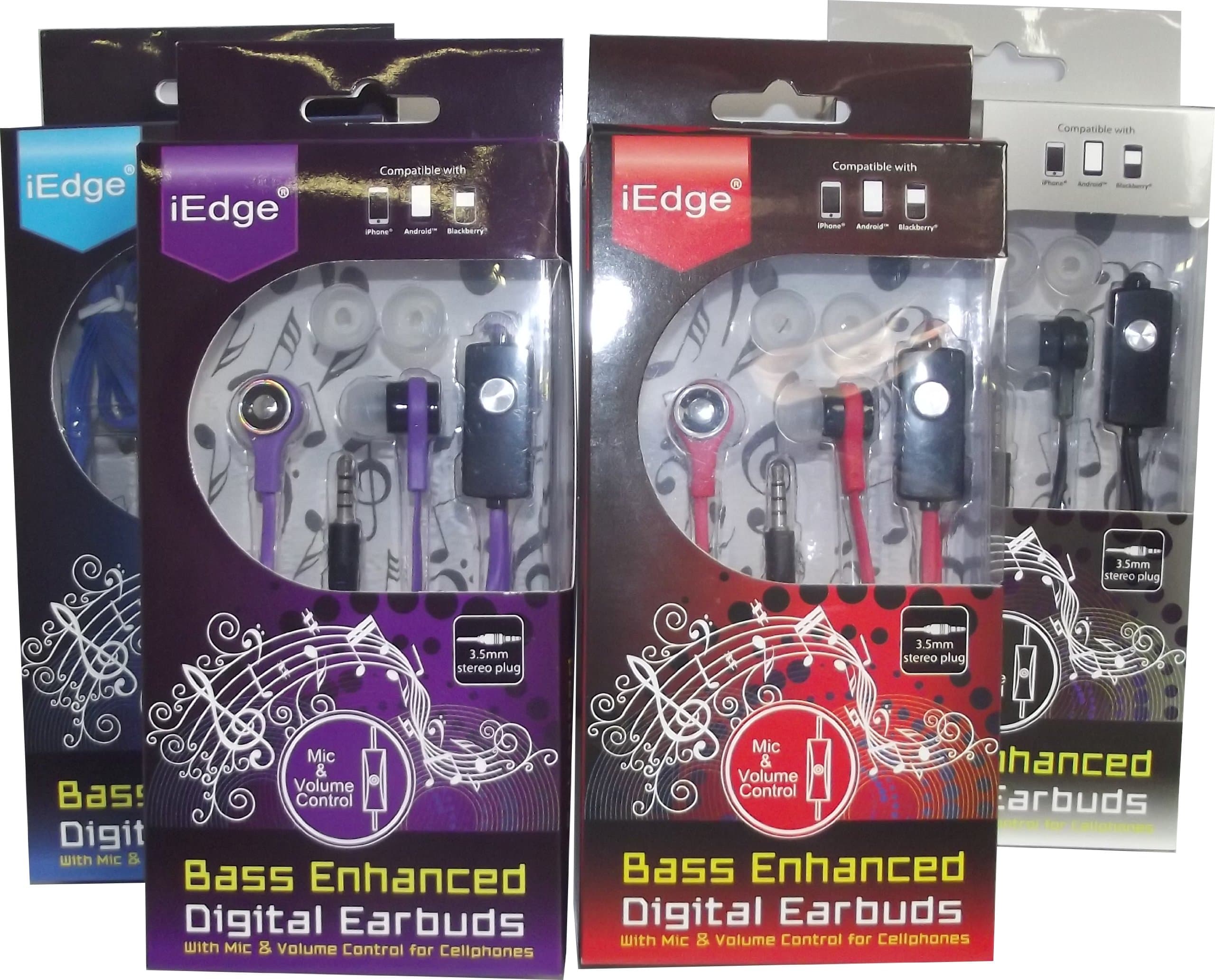iEdge Bass Enhanced Digital Earbuds with Mic & Volume Control for Cellphones
