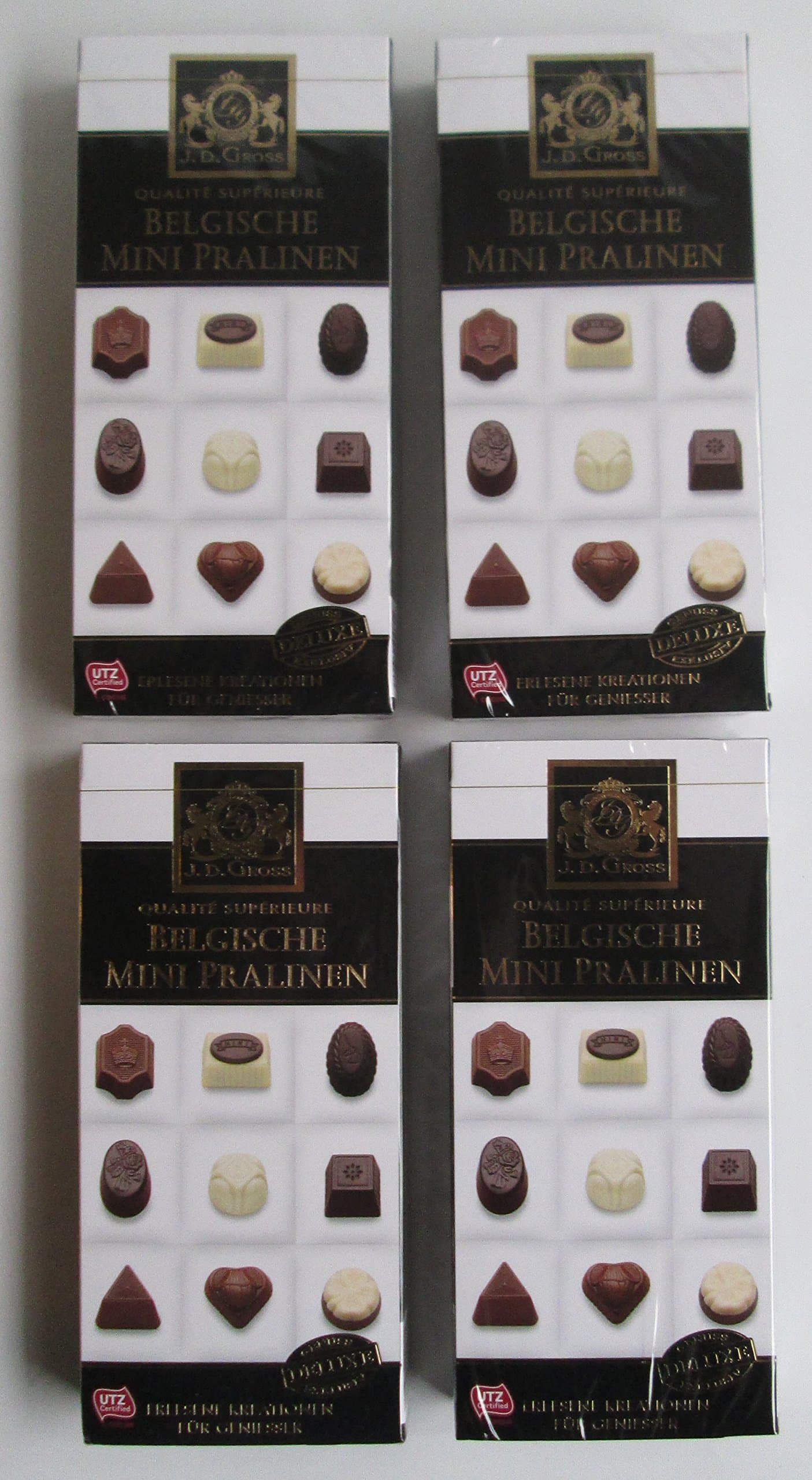 J.D.Gross: "Pralinés Supérieurs" Belgian Chocolate Mini Pralines 3.52 Ounce (100gr) Packages (Pack of 4) [ Italian Import ]