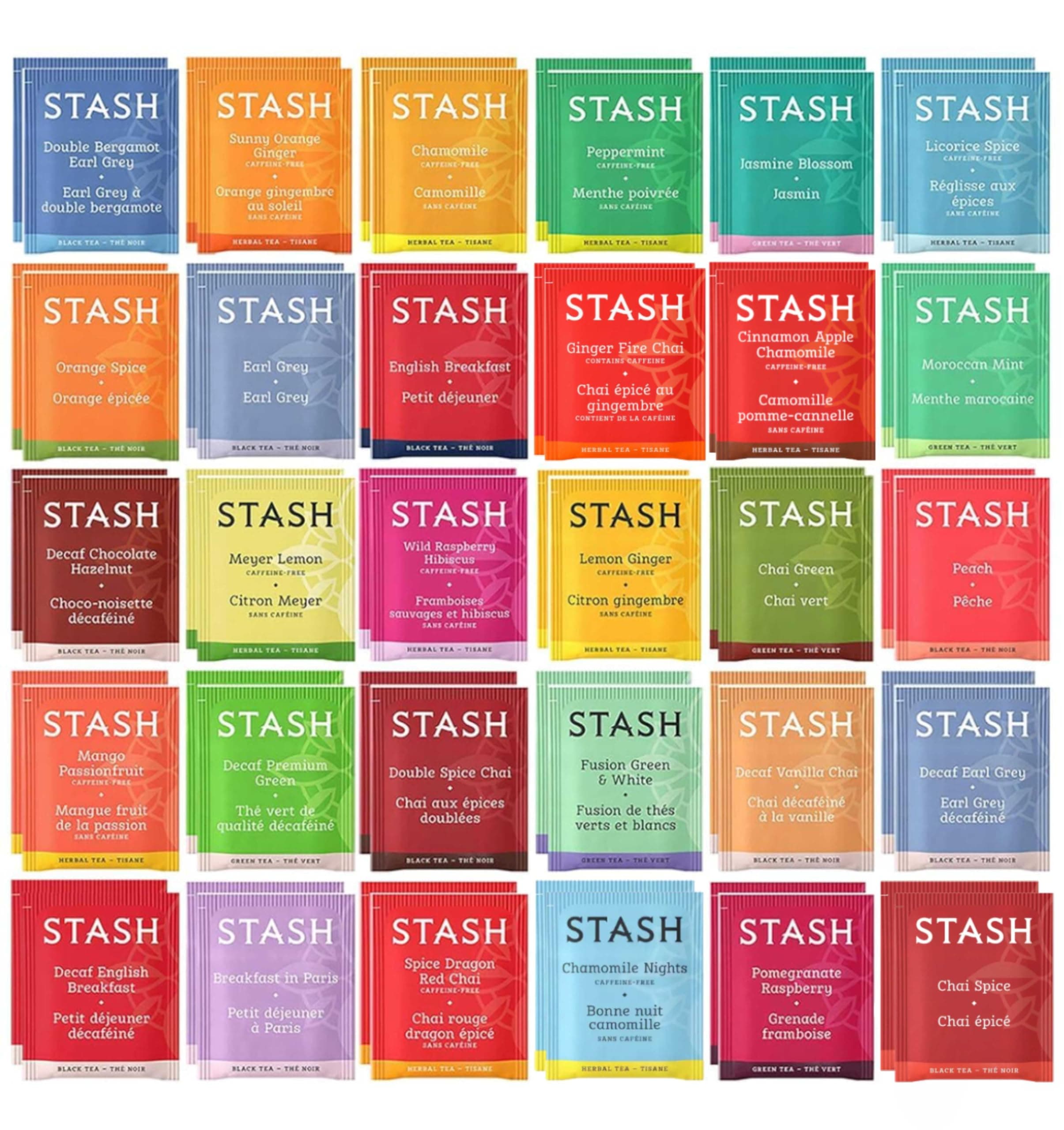 Stash Tea Bags Sampler Assortment (52 Count) 30 Different Flavors Gifts for Her Him Women Men Mom Dad Friends Coworkers Family