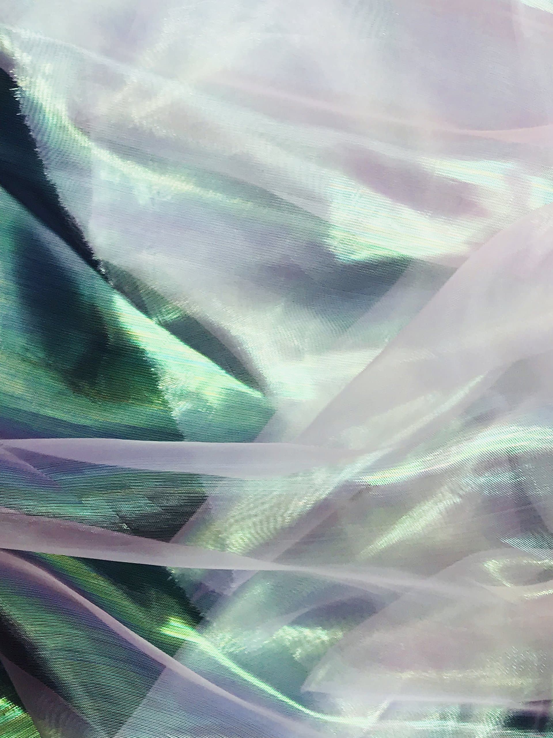 Two Tone Iridescent Plain Organza Fabric by The Yard 60" Wide (White)