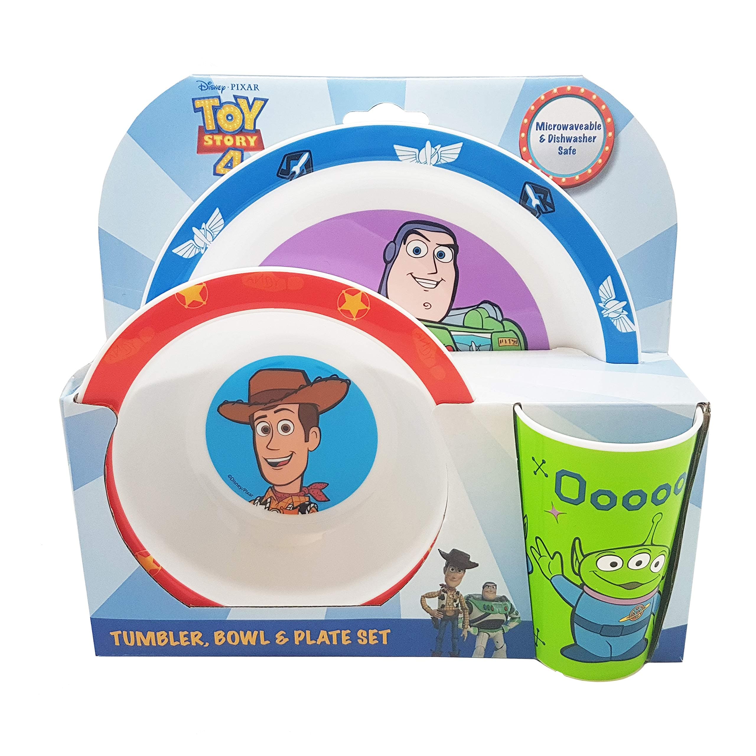 Toy Story Kids Tableware Set – 3 Piece Reusable PP Plate, Bowl & Cup Set for Children – Dinnerware Tableware Set for Mealtimes at Home, On Holiday or at Picnics – for 36 Months & Up